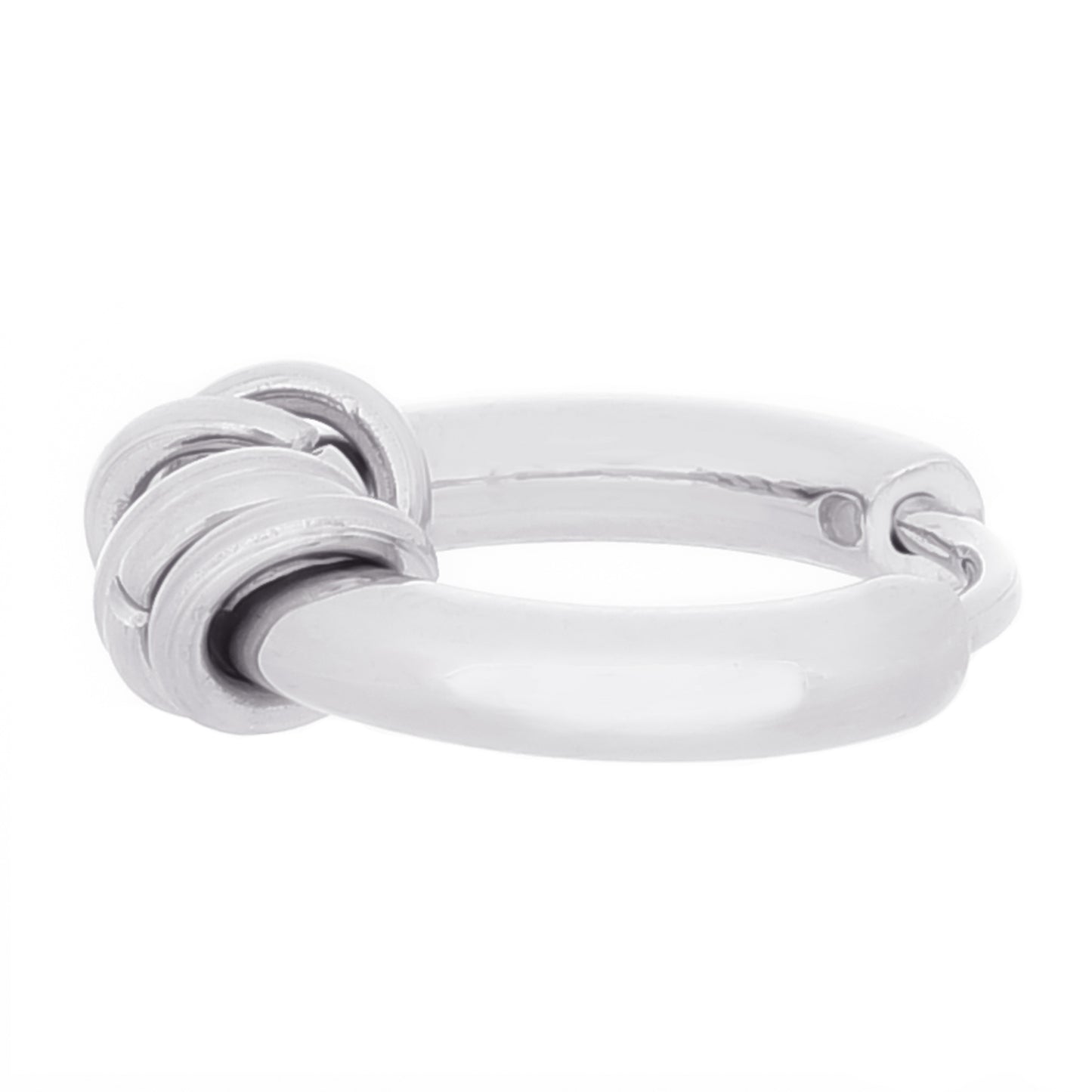 Truelements メンズ 5連リング付きフープピアス 横からの画像 シンプルデザイン サージカルステンレス 316L シルバー (15mm)