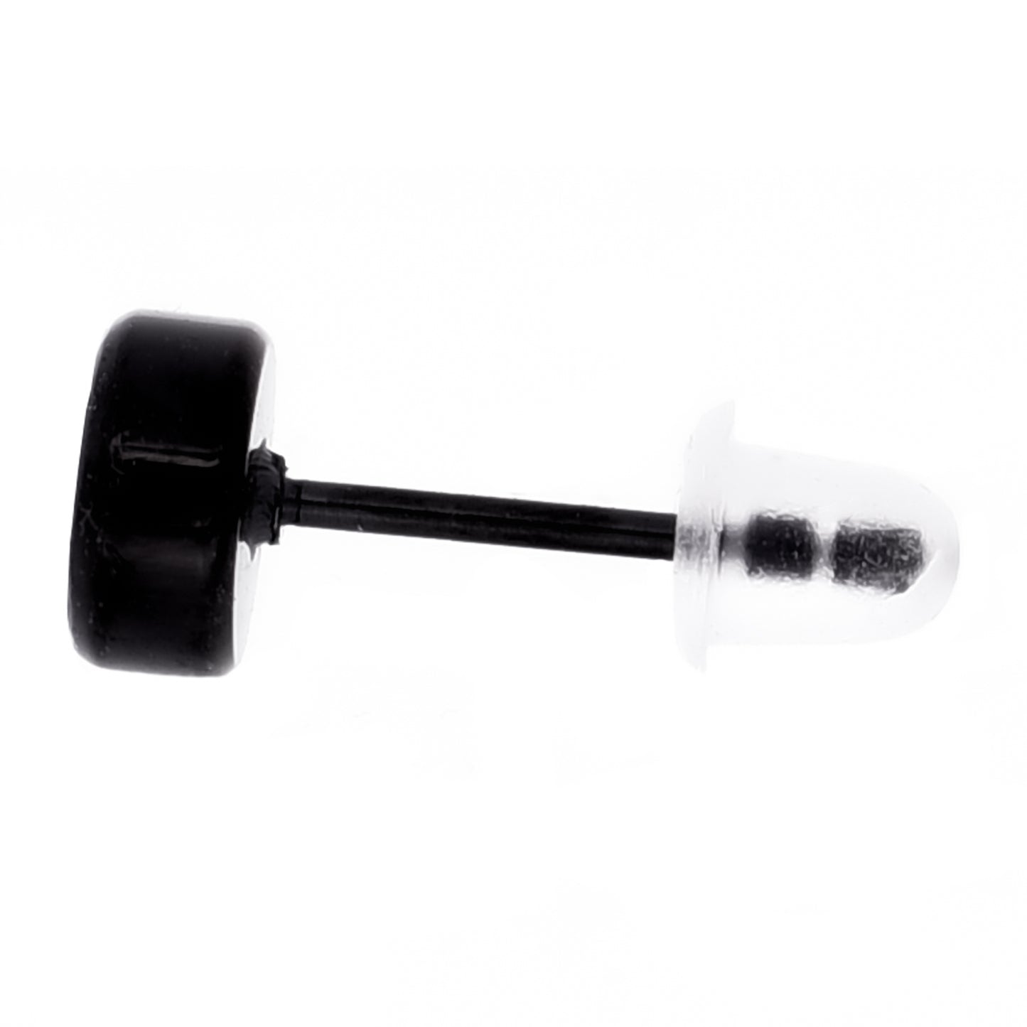 Truelements メンズピアス ブラック 5mm ジルコニア サージカルステンレス サイドビュー 316L 片耳用 (TEEST-0096 BK) 1個売り