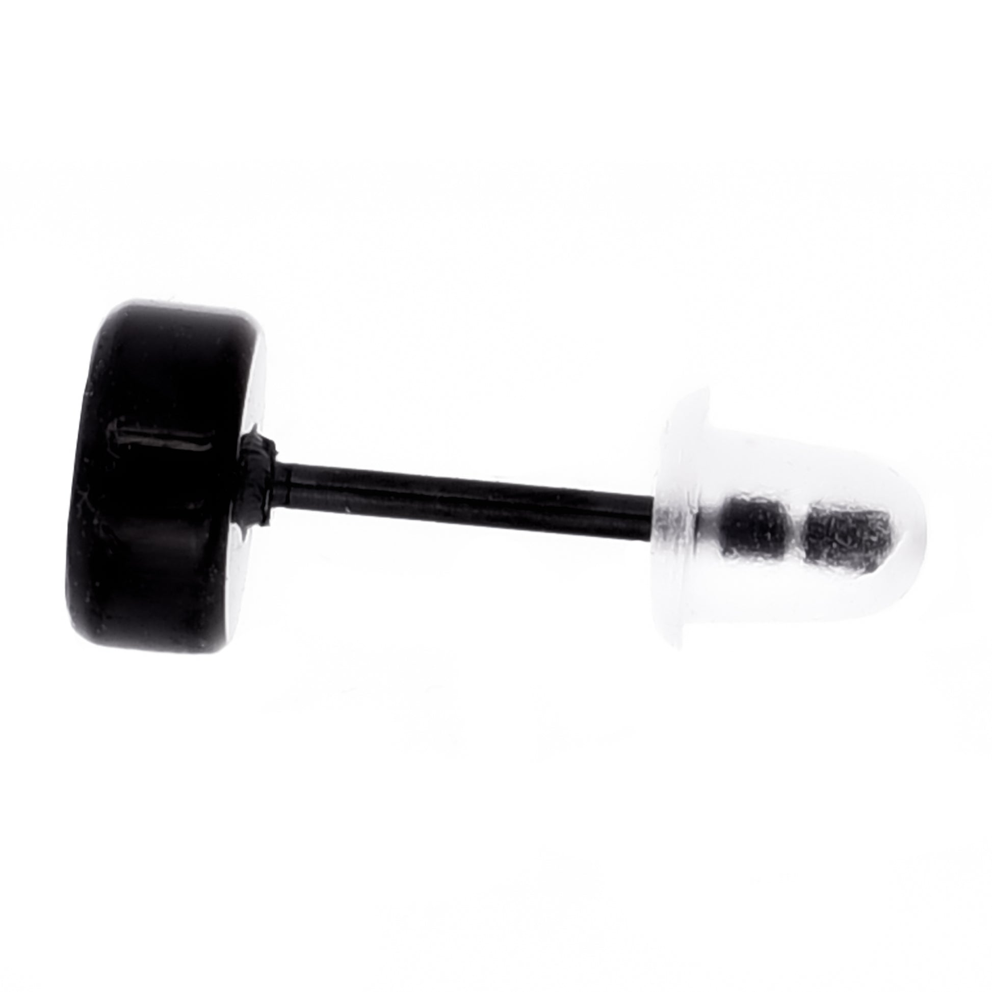 Truelements メンズピアス ブラック 5mm ジルコニア サージカルステンレス サイドビュー 316L 片耳用 (TEEST-0096 BK) 1個売り