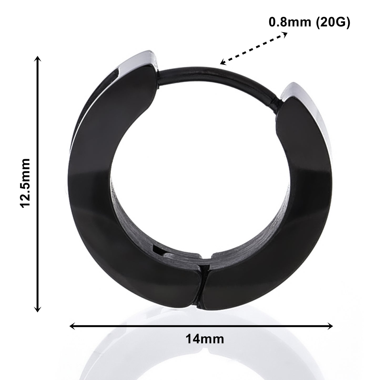 Truelements フープピアス サイズ詳細 幅4mm 直径14mm 厚み2.2mm レッドクリスタル 金属アレルギー対応