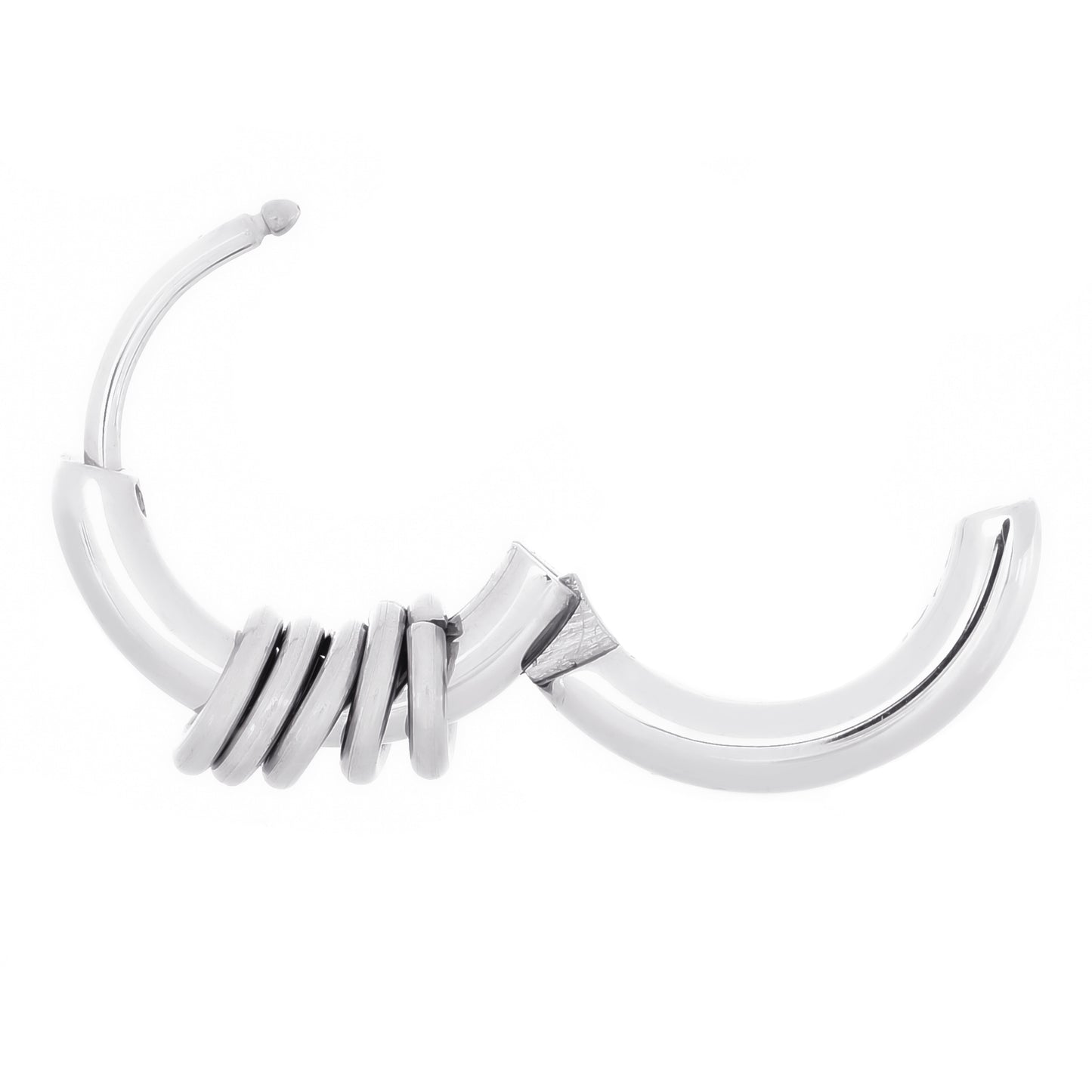 Truelements 5連リング付きフープピアス 開いた状態の画像 サージカルステンレス製 シルバー (15mm)"