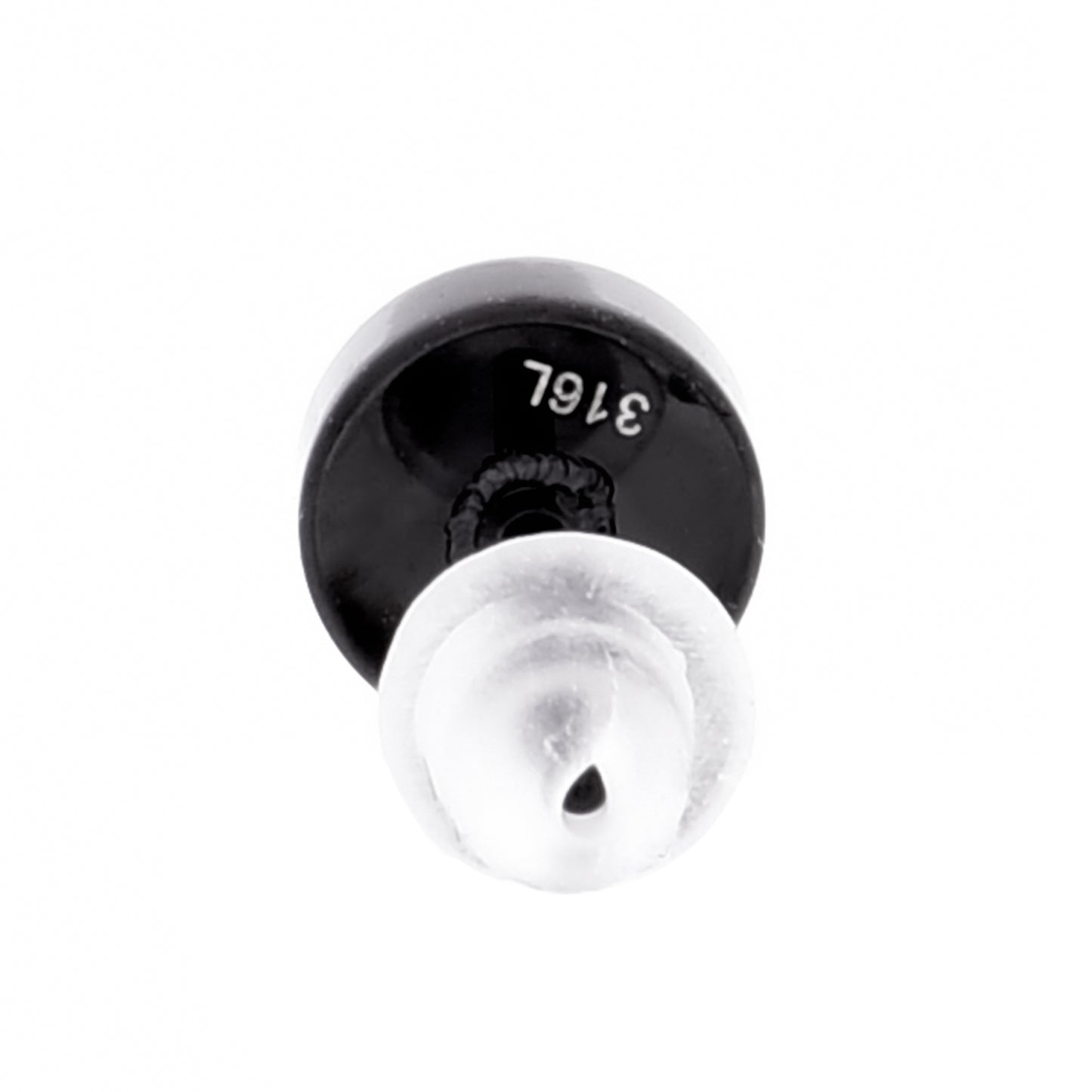 Truelements メンズピアス ブラック 5mm ジルコニア サージカルステンレス バックサイドビュー 316L 片耳用 (TEEST-0096 BK) 1個売り