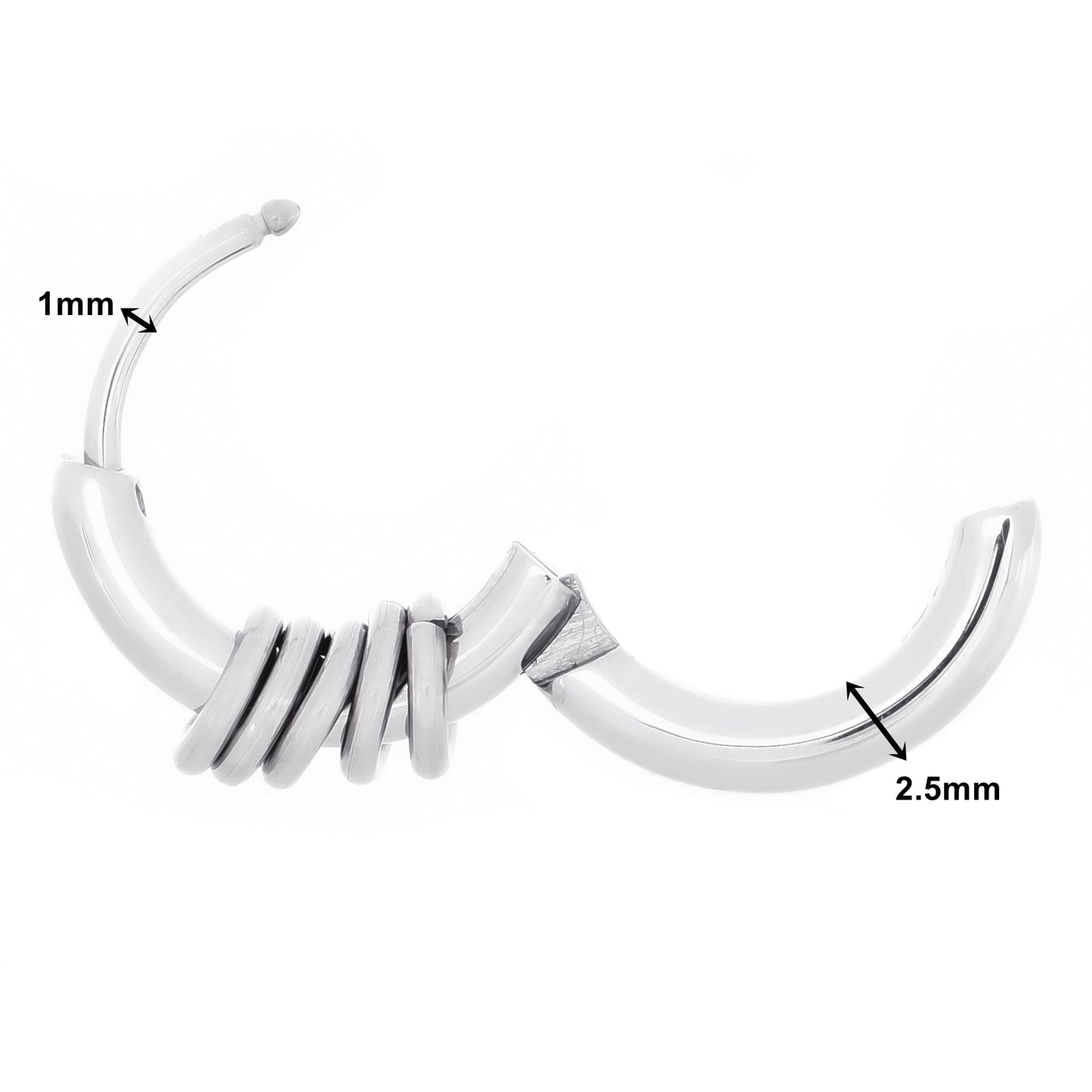 Truelements メンズフープピアス サイズ情報 幅2.5mm 直径15mm 厚み2.5mm ポスト太さ1mm サージカルステンレス