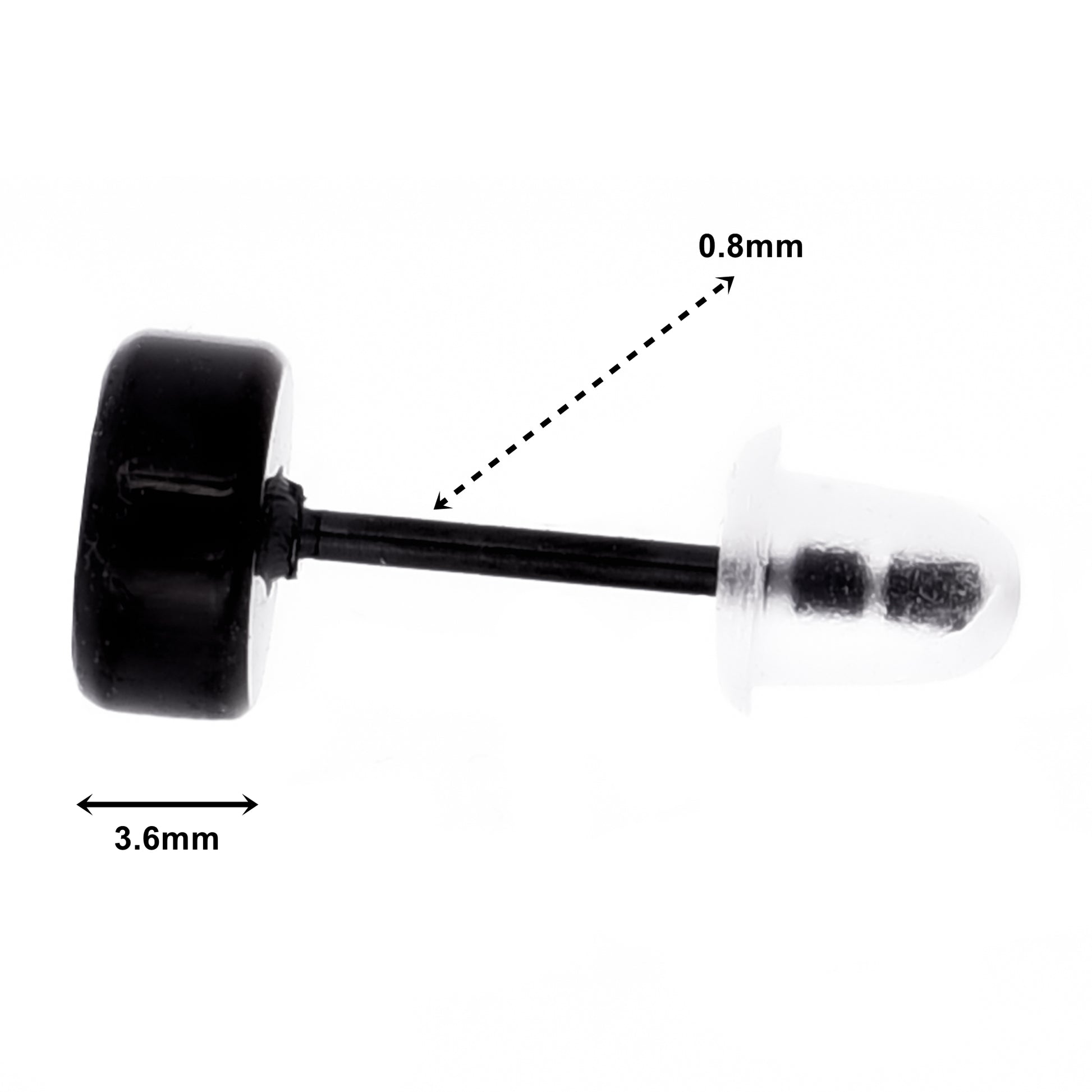 Truelements メンズピアス ブラック 5mm ジルコニア サージカルステンレス クローズアップ 316L 片耳用 (TEEST-0096 BK) 1個売り