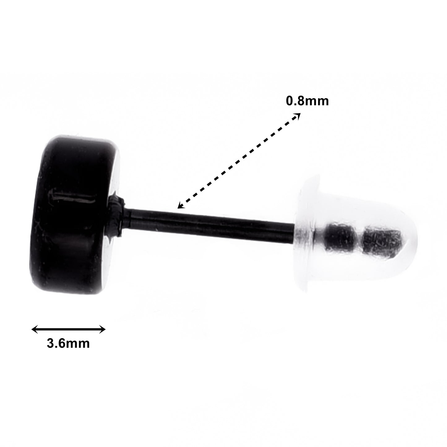 Truelements メンズ ピアス ブラック サージカル ステンレス シンプル スタッド グリーン ジルコニア クローズアップ (5mm)