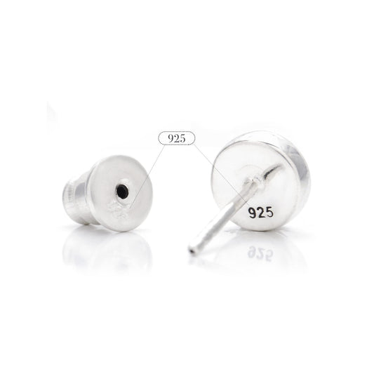 メンズ シルバー925 パープルジルコニア 5mm スタッドピアス 斜め
