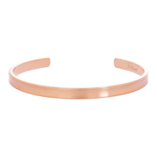 Truelements Jewelry pink gold 316L surgical stainless steel minimalist bangle with a smooth matte finish