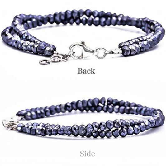 Truelements Jewelry men's bracelet featuring 4mm faceted silver spinel beads and sterling silver 925 clasp
