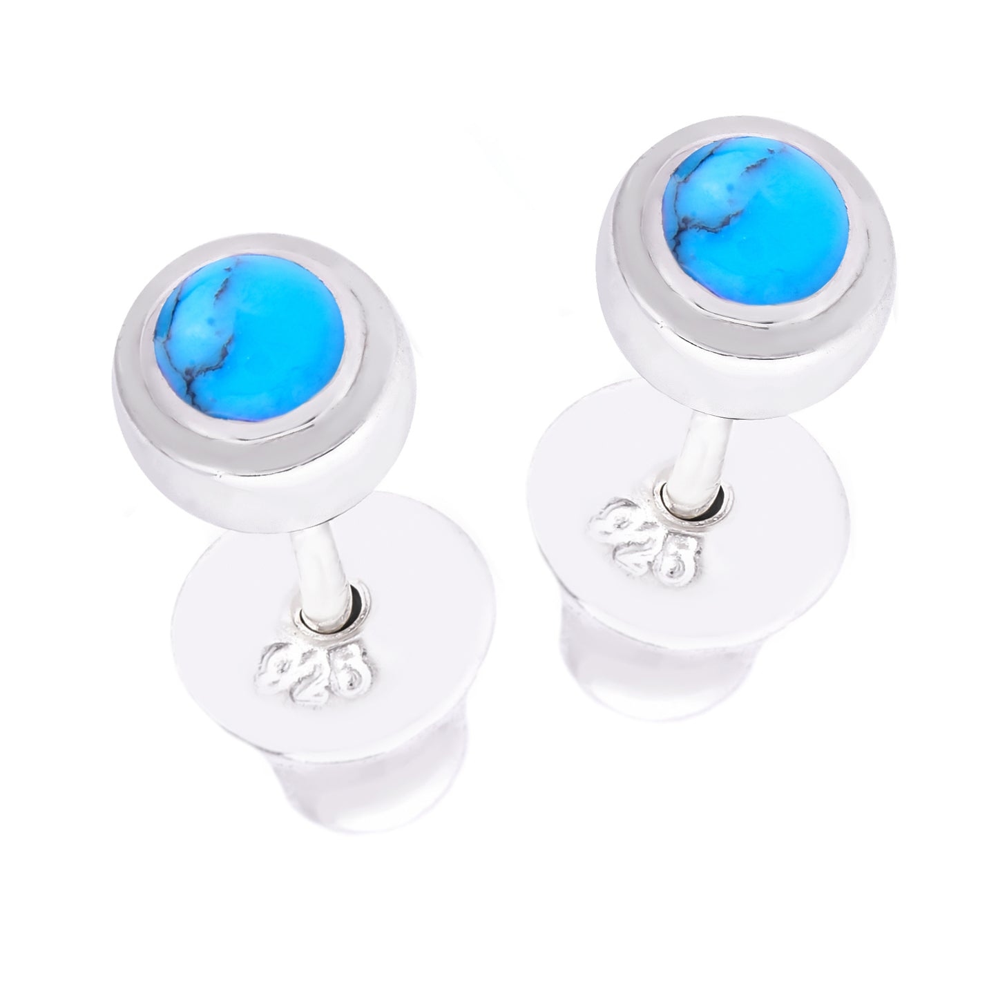 Truelements メンズ レディース シルバー925 ターコイズ スタッド ピアス 3mm 正面
