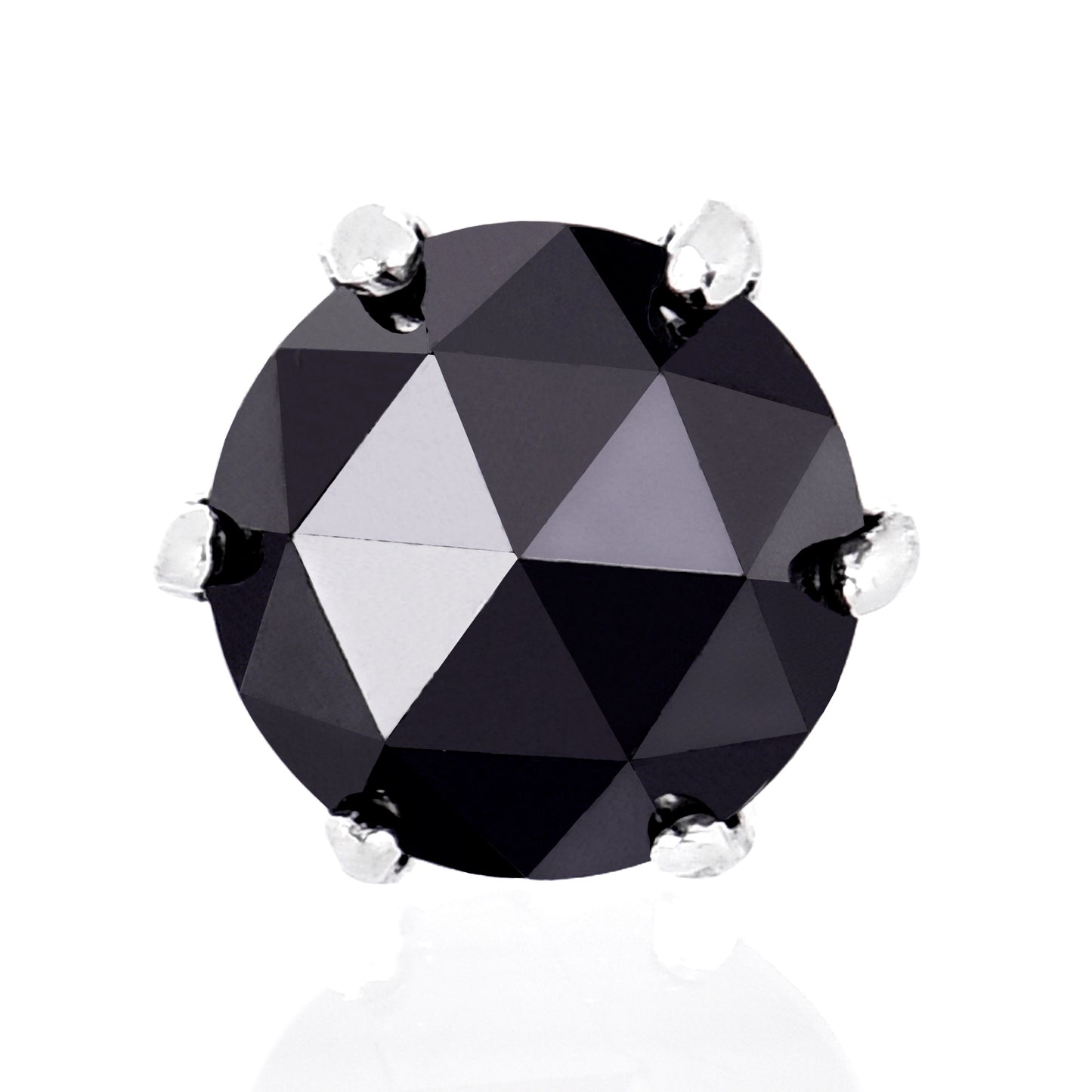 Truelements メンズ プラチナ 王冠 ピアス ローズカット ブラック ダイヤモンド 0.25ct の正面ビュー