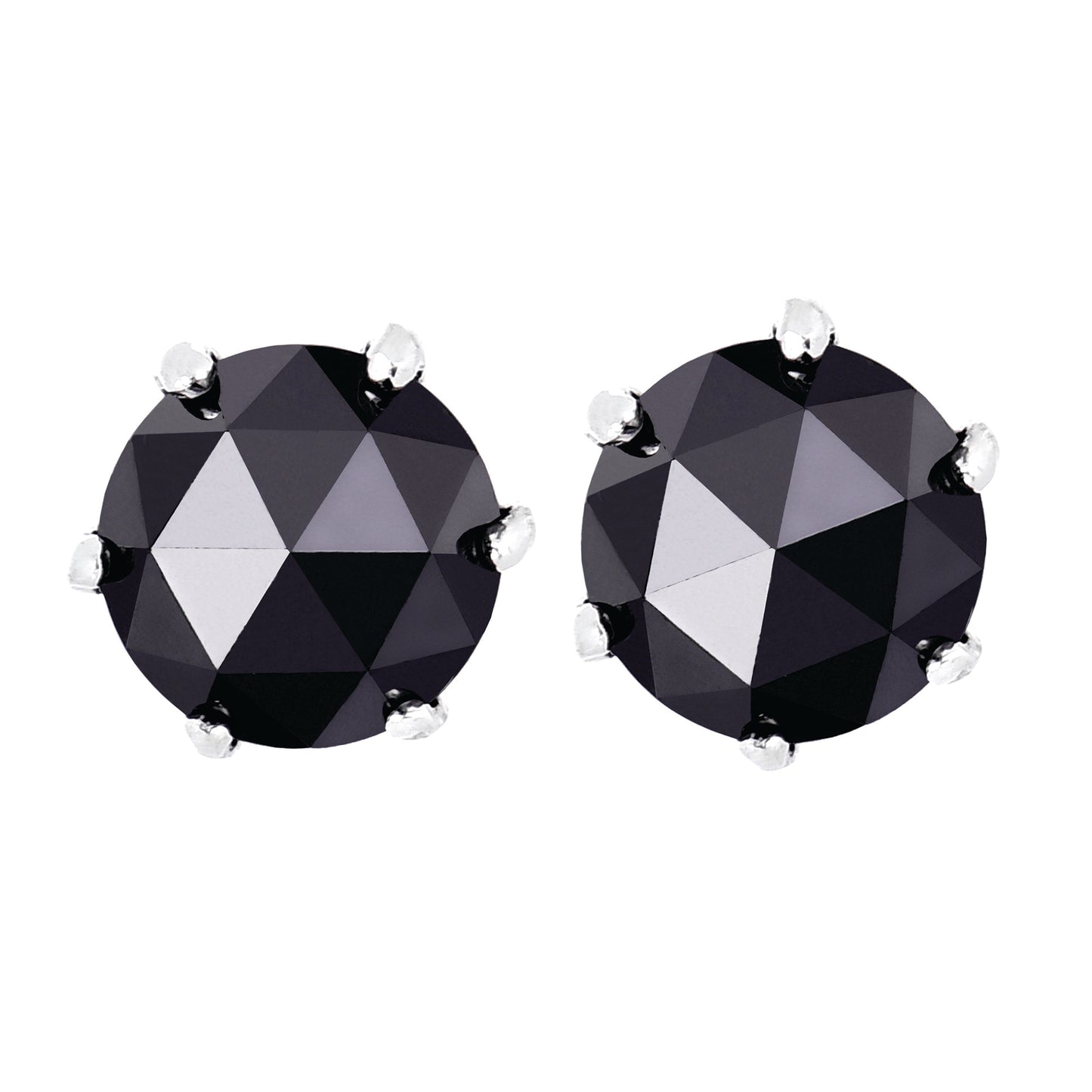 Truelements レディース プラチナ 王冠 ピアス ローズカット ブラック ダイヤモンド 0.50ct の正面ビュー