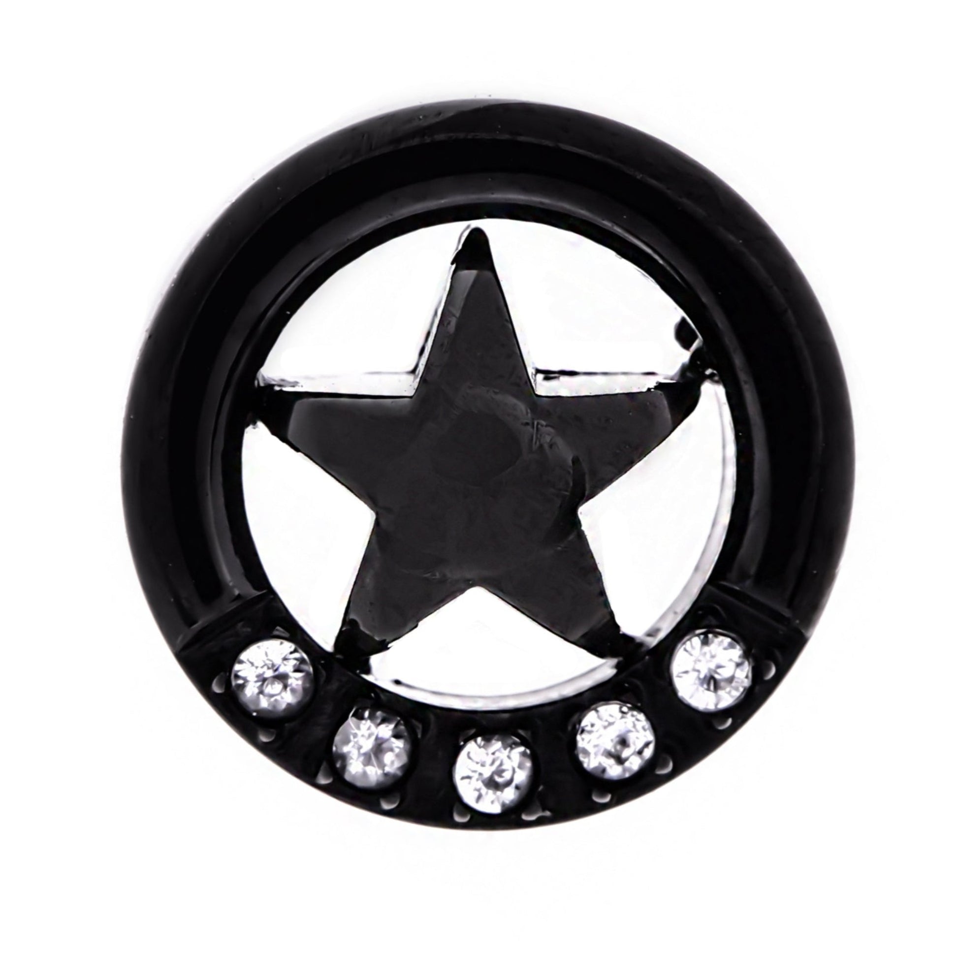 Truelements ピアス 星 メンズ レディース スター スタッド 丸型 ブラック 316L サージカルステンレス 金属アレルギー対応 ジルコニア付き 片耳用 - 正面画像