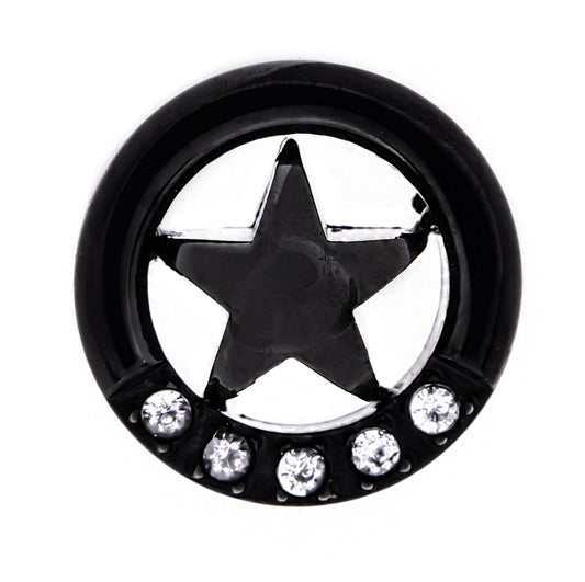 Truelements ピアス 星 メンズ レディース スター スタッド 丸型 ブラック 316L サージカルステンレス 金属アレルギー対応 ジルコニア付き 片耳用 - 正面画像
