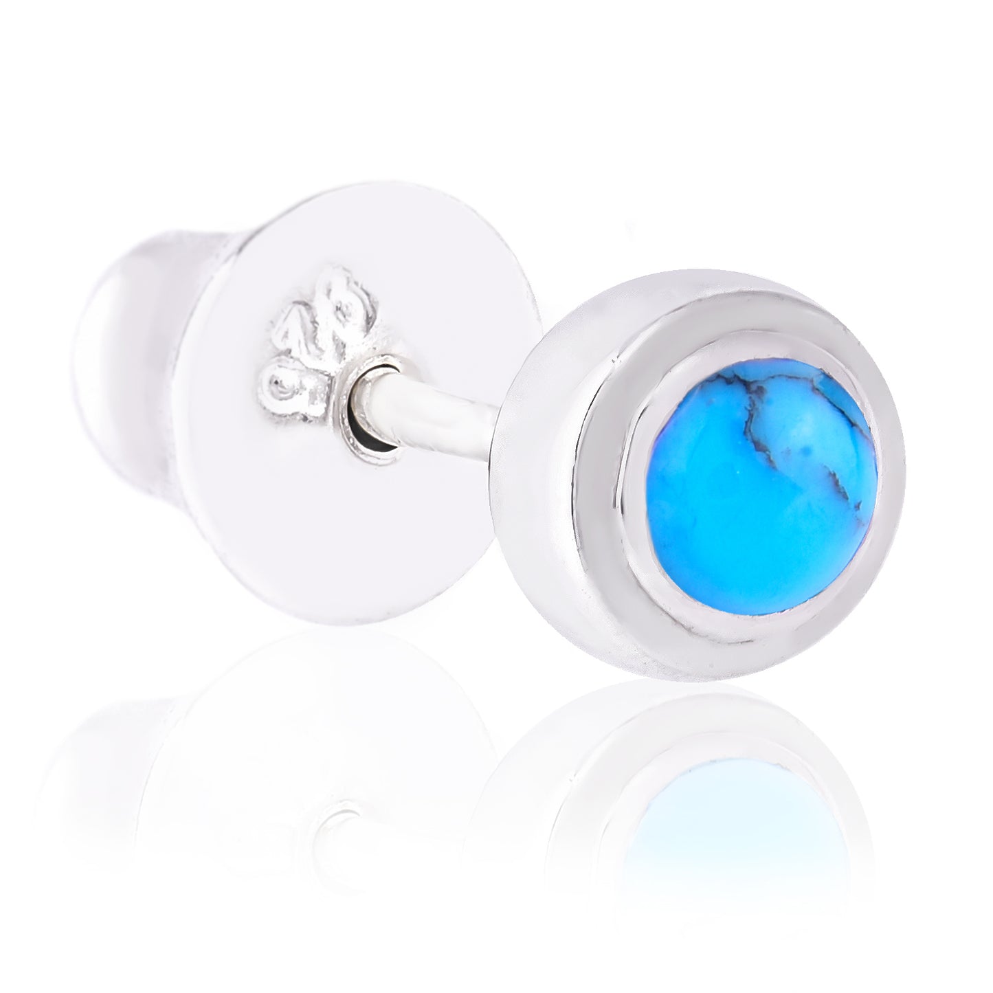 Truelements メンズ レディース シルバー925 ターコイズ スタッド ピアス 3mm 正面