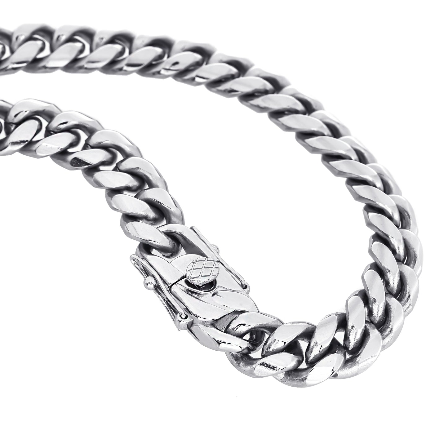 ネックレス メンズ 幅10mm シルバー マイアミ キューバン ヒップホップ ラッパー シンプル 4面カット ステンレス 喜平 60cm チェーン アレルギー対応、サイドイメージ