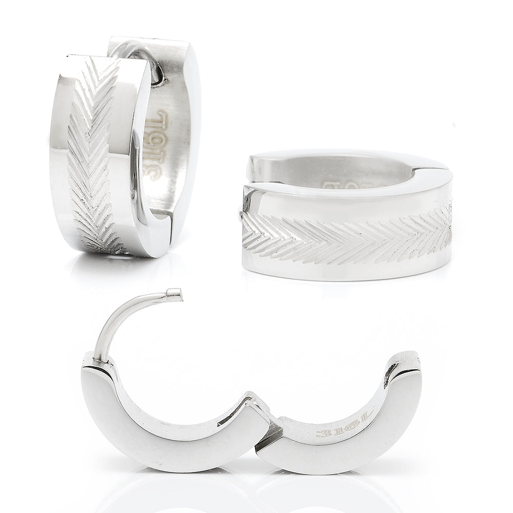 サージカルステンレスシルバーフープ金属アレルギー316L リングピアス片耳用、ディテールイメージ