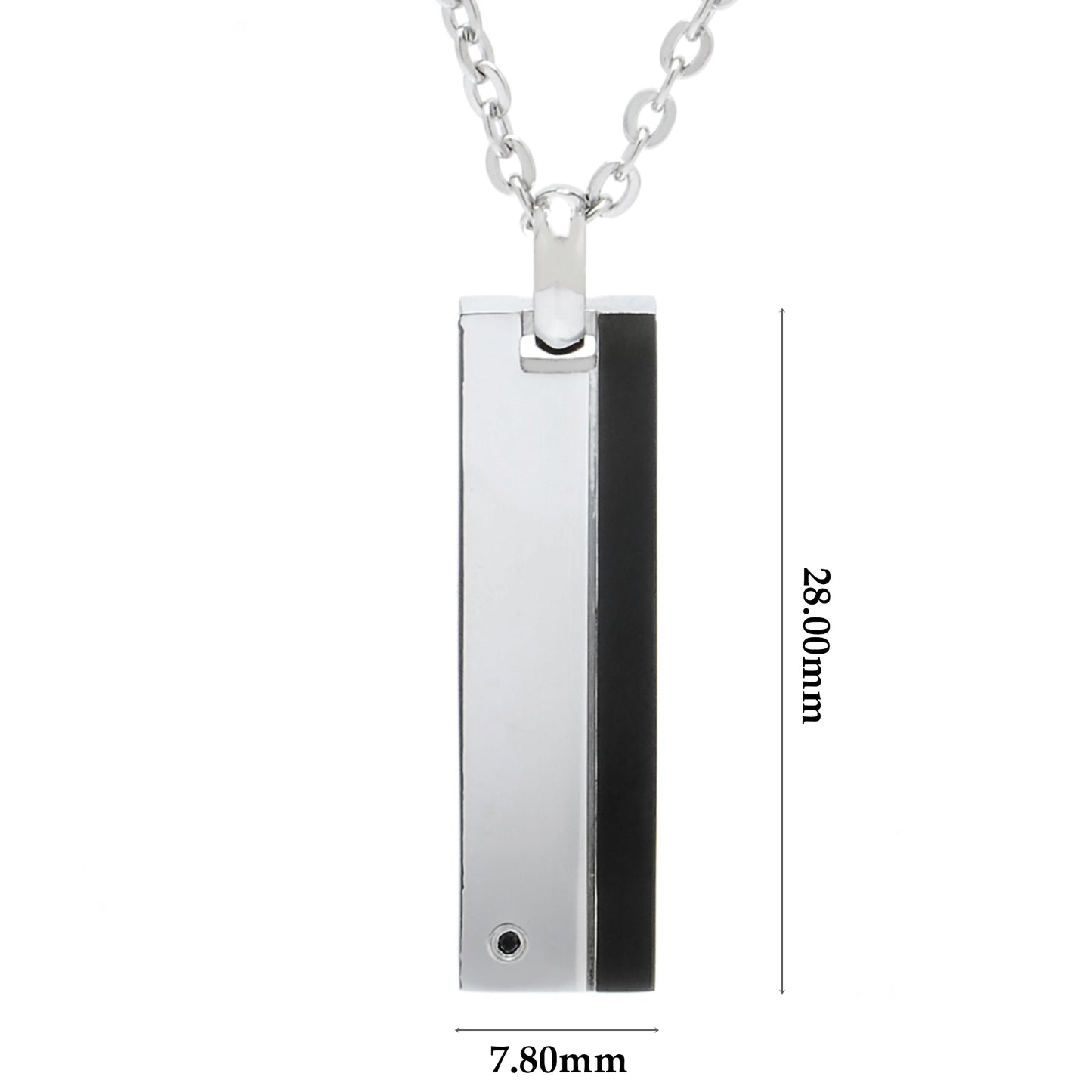 ネックレスメンズサージカルステンレス金属アレルギー316Lブラックプレートペンダントトップ黒ダイヤモンド、サイズイメージ