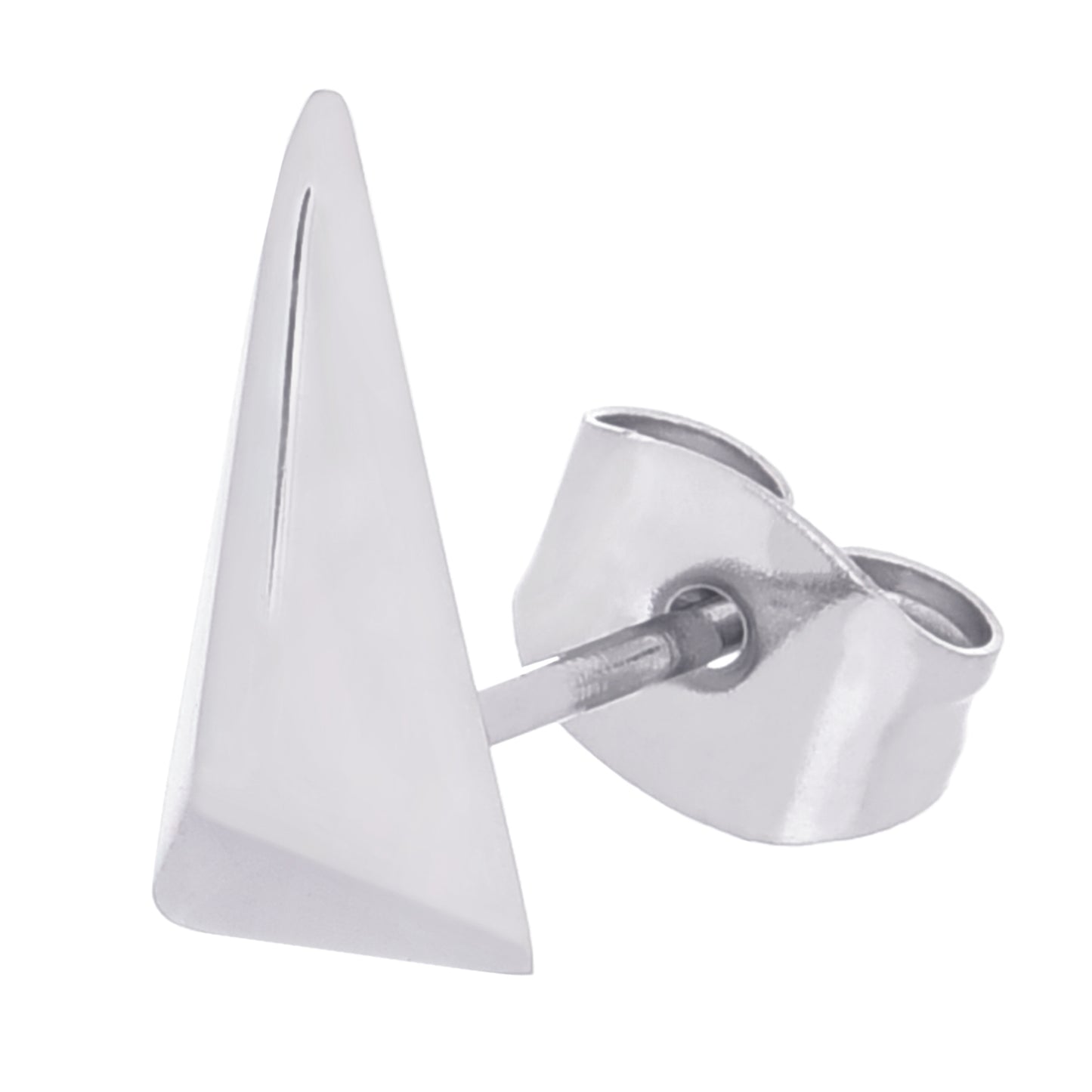 メンズ ピアス トライアングル ピラミッド シルバー スタッド サージカル ステンレス 金属 アレルギー 316l 片耳用、サイドイメージ