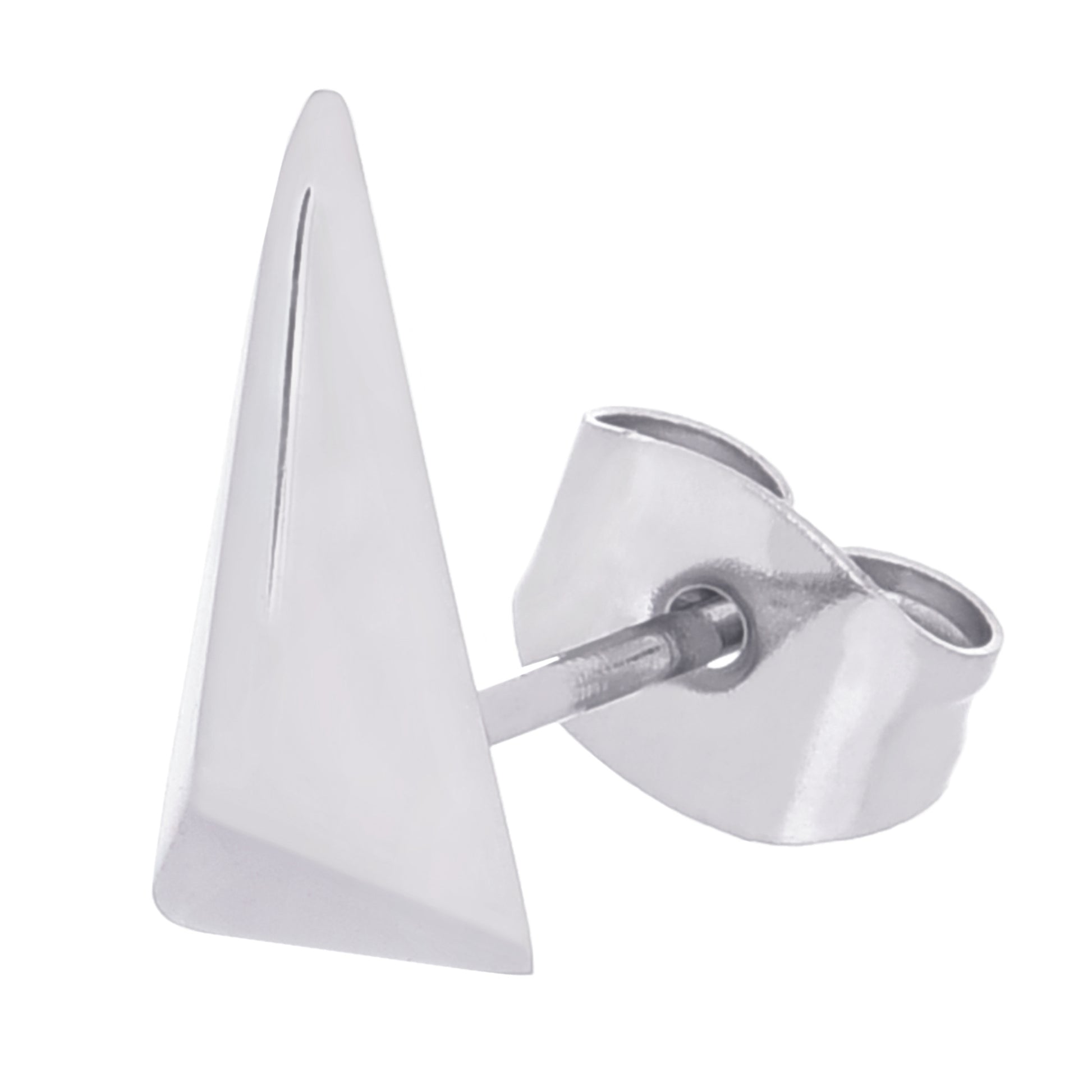 メンズ ピアス トライアングル ピラミッド シルバー スタッド サージカル ステンレス 金属 アレルギー 316l 片耳用、サイドイメージ