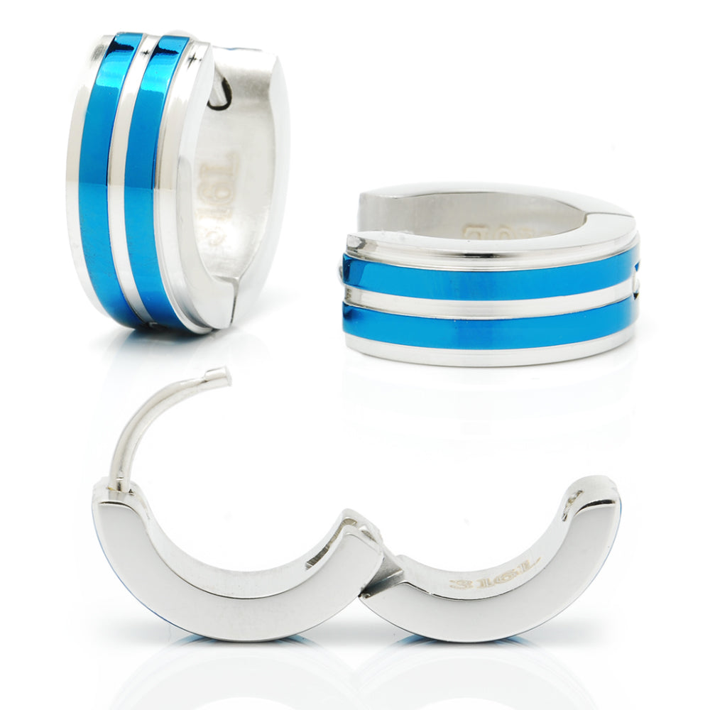 サージカルステンレスフープ金属アレルギー316Lブルーリングピアス片耳用、ディテールイメージ