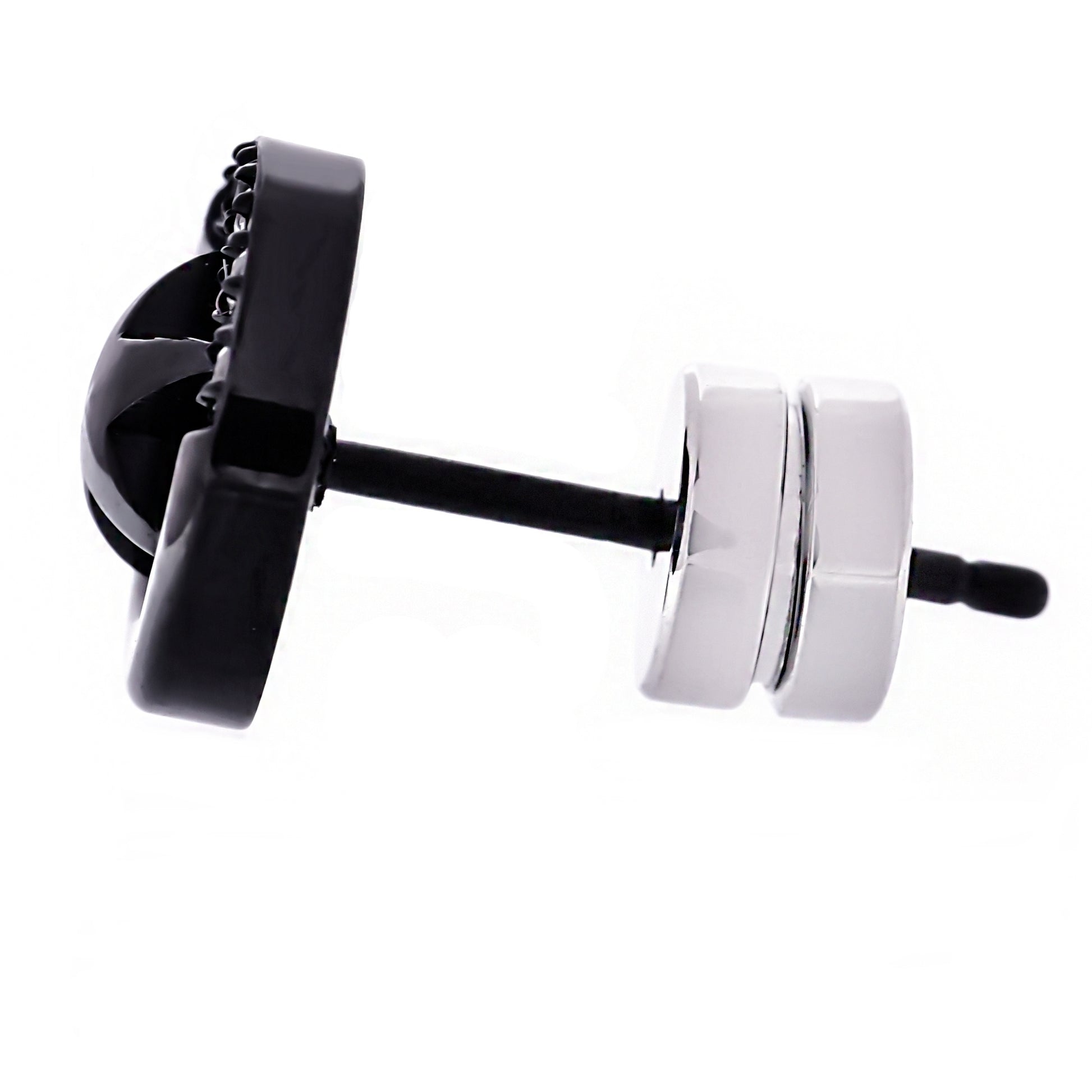 Truelements ピアス 星 メンズ レディース スター スタッド 丸型 ブラック 316L サージカルステンレス - サイドビュー