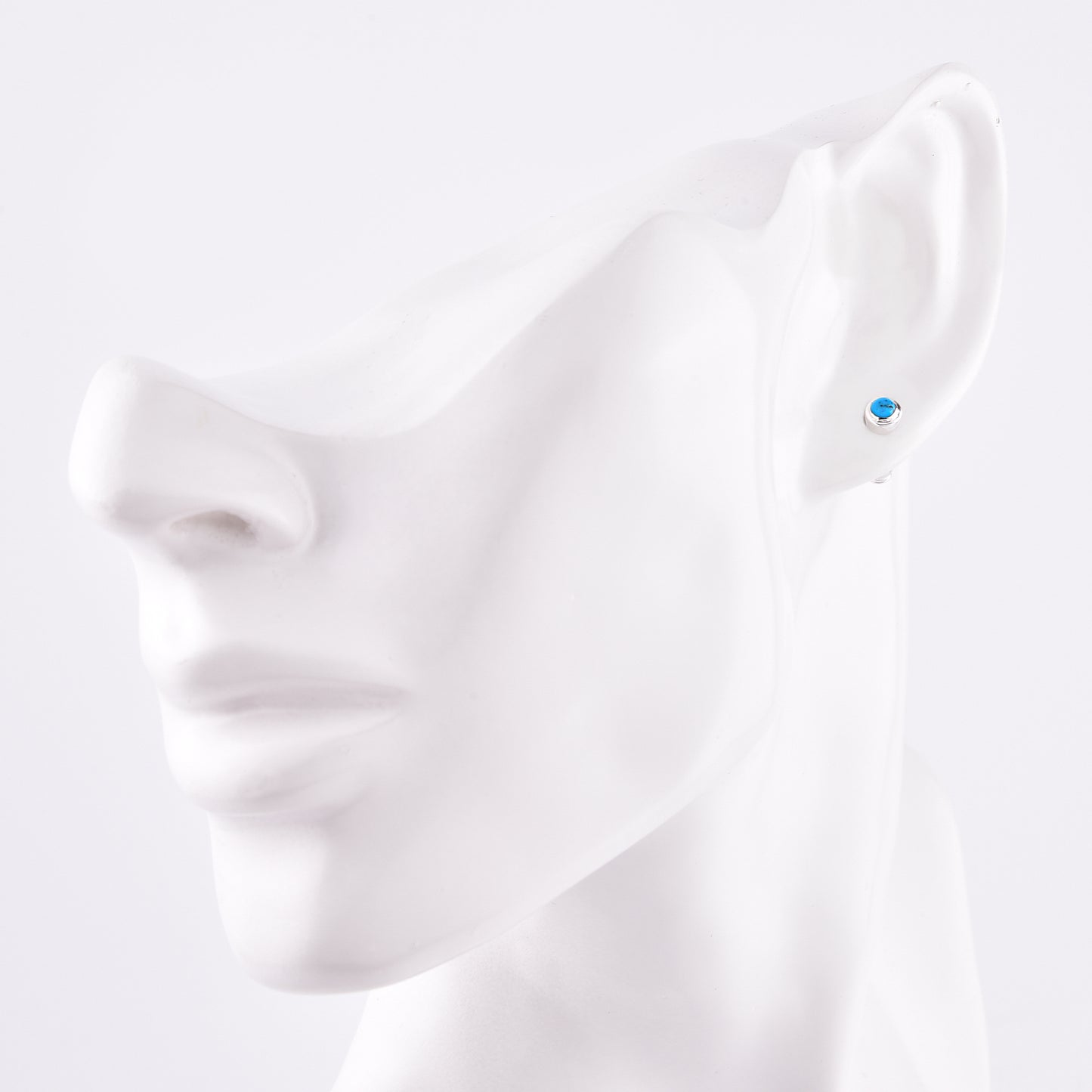 Truelements メンズ レディース シルバー925 ターコイズ スタッド ピアス 3mm 装着イメージ