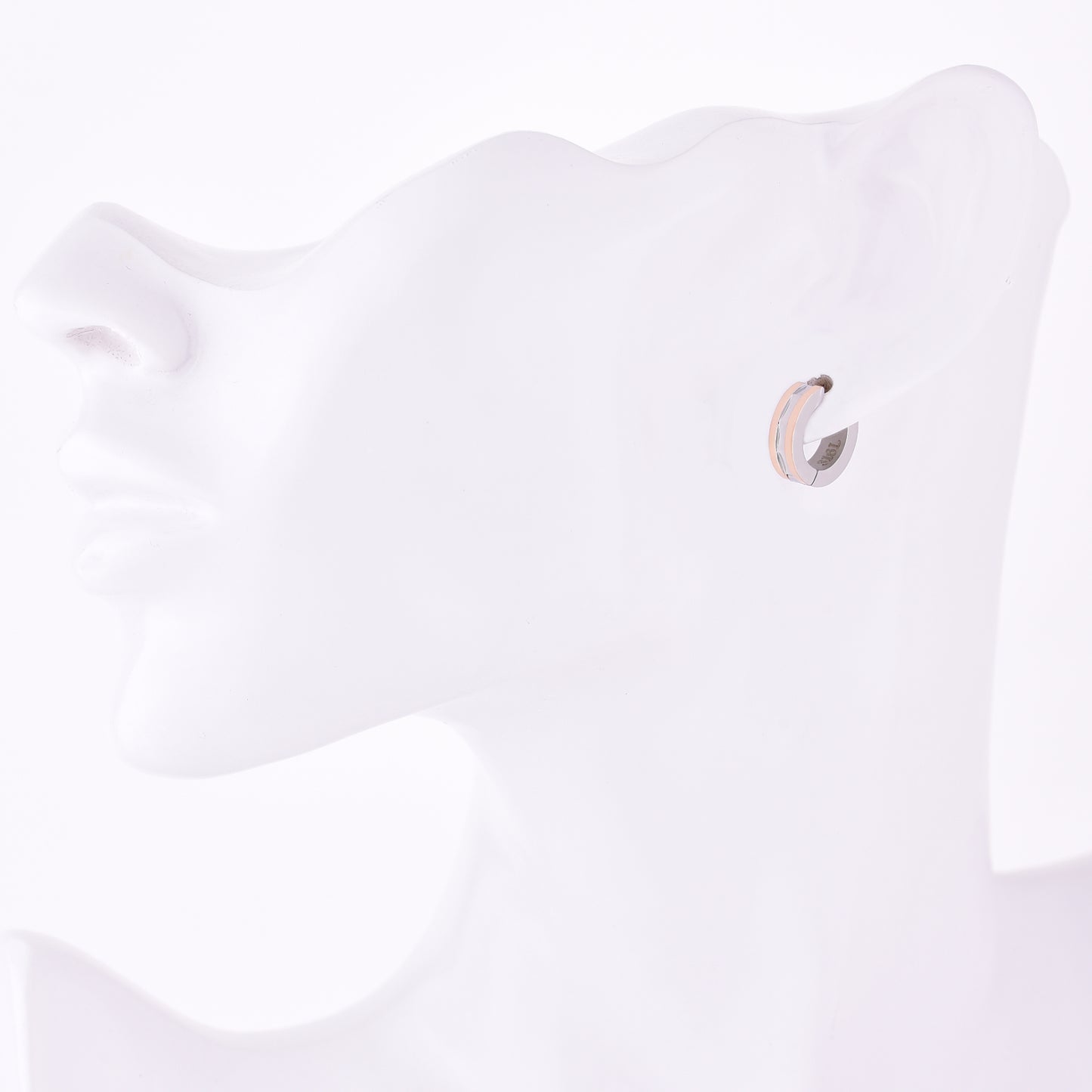 ピアスサージカルステンレスフープ金属アレルギー316l ピンクゴールドリングピアス片耳用、フィッティングイメージ