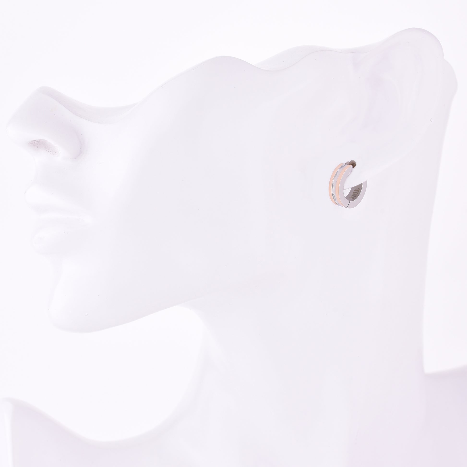 ピアスサージカルステンレスフープ金属アレルギー316l ピンクゴールドリングピアス片耳用、フィッティングイメージ