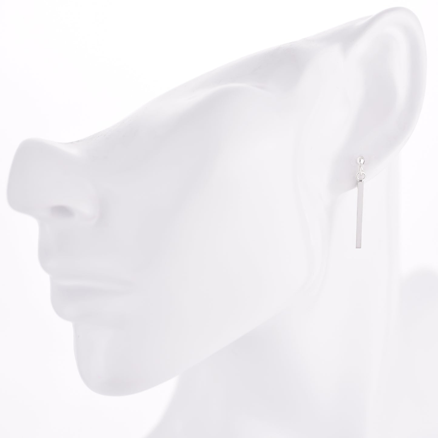 メンズ ピアス 棒 シルバー 925 ドロップ 揺れる シンプル ロング スティック スタッド 片耳用、フィッティングイメージ