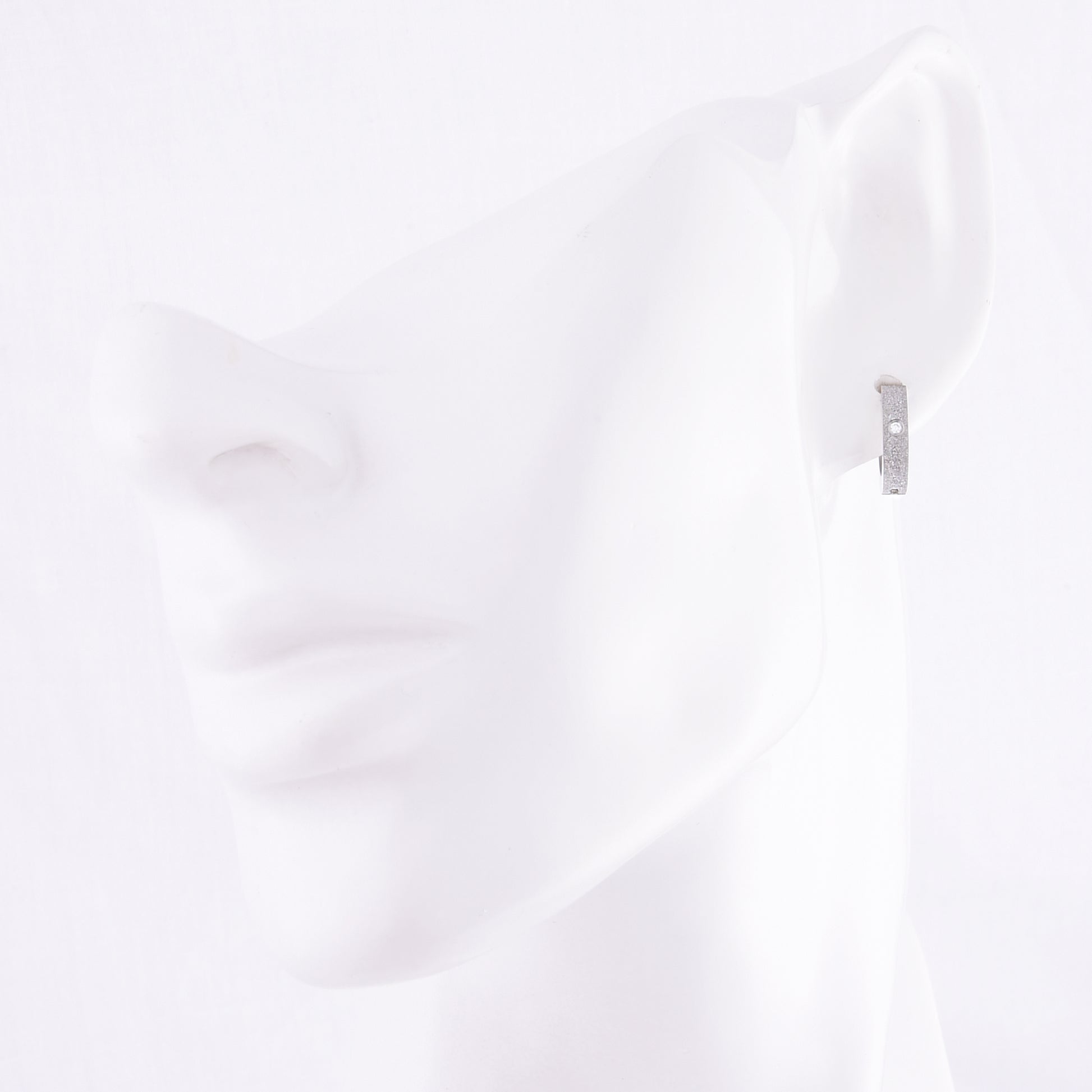 Truelements メンズ レディース リングピアス サージカルステンレス 金属アレルギー対応 316L フープピアス ジルコニア 片耳用 シルバー 装着例