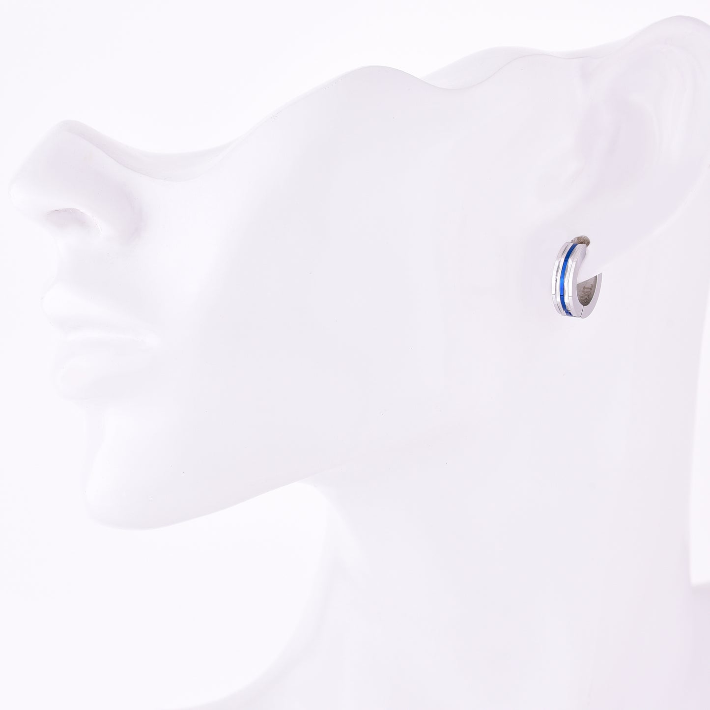 ピアスサージカルステンレスフープ金属アレルギー316l ブルーリングピアス片耳用、フィッティングイメージ