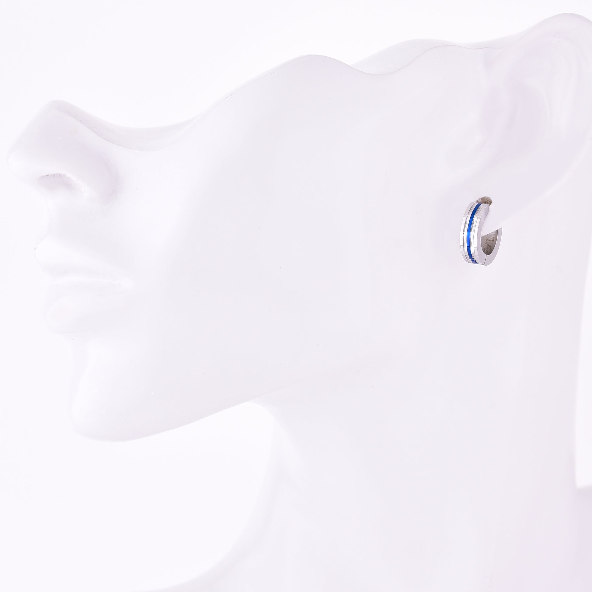 ピアスサージカルステンレスフープ金属アレルギー316l ブルーリングピアス片耳用、フィッティングイメージ