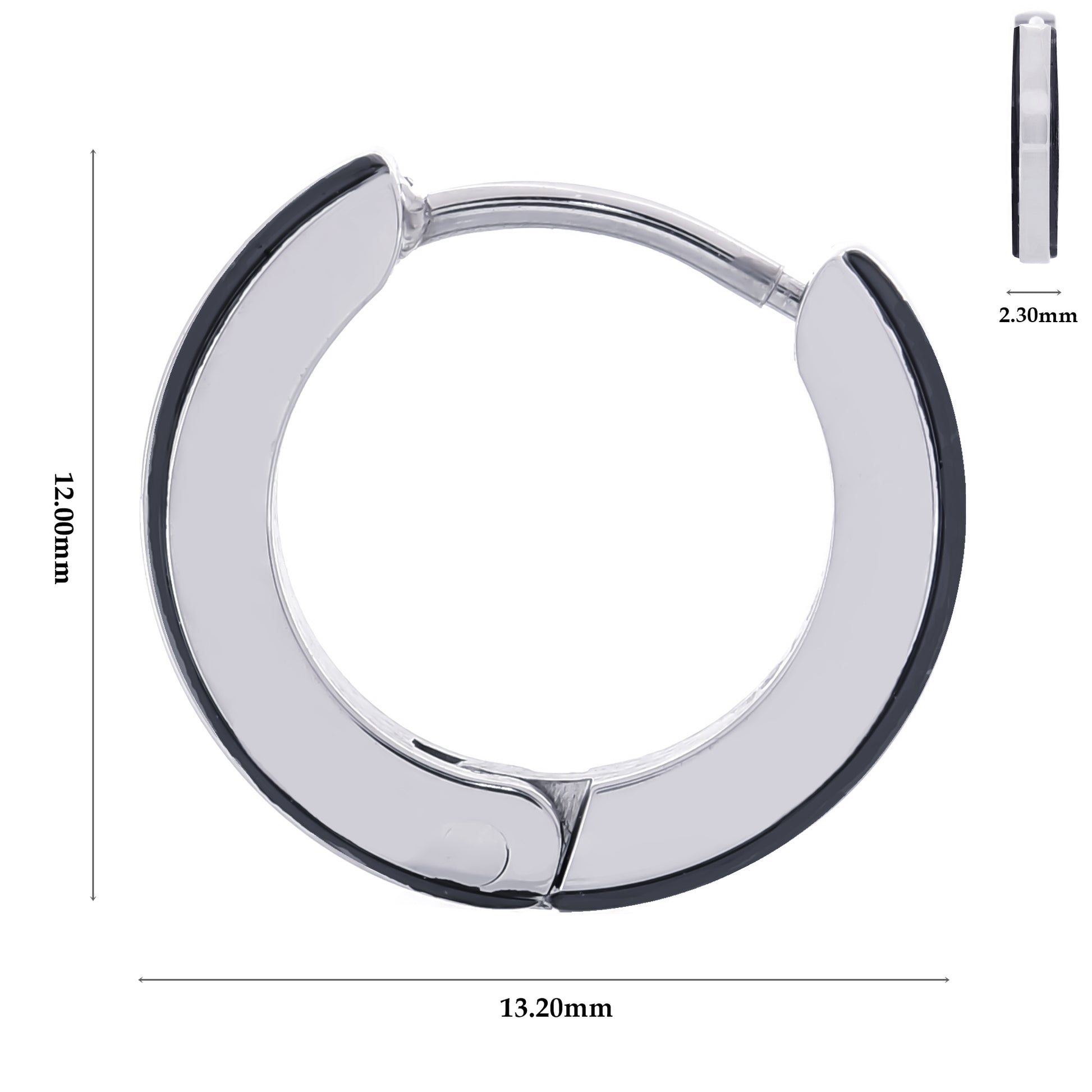ピアスサージカルステンレスフープ金属アレルギー 316l ブラックリングピアス片耳用、ディテールイメージ