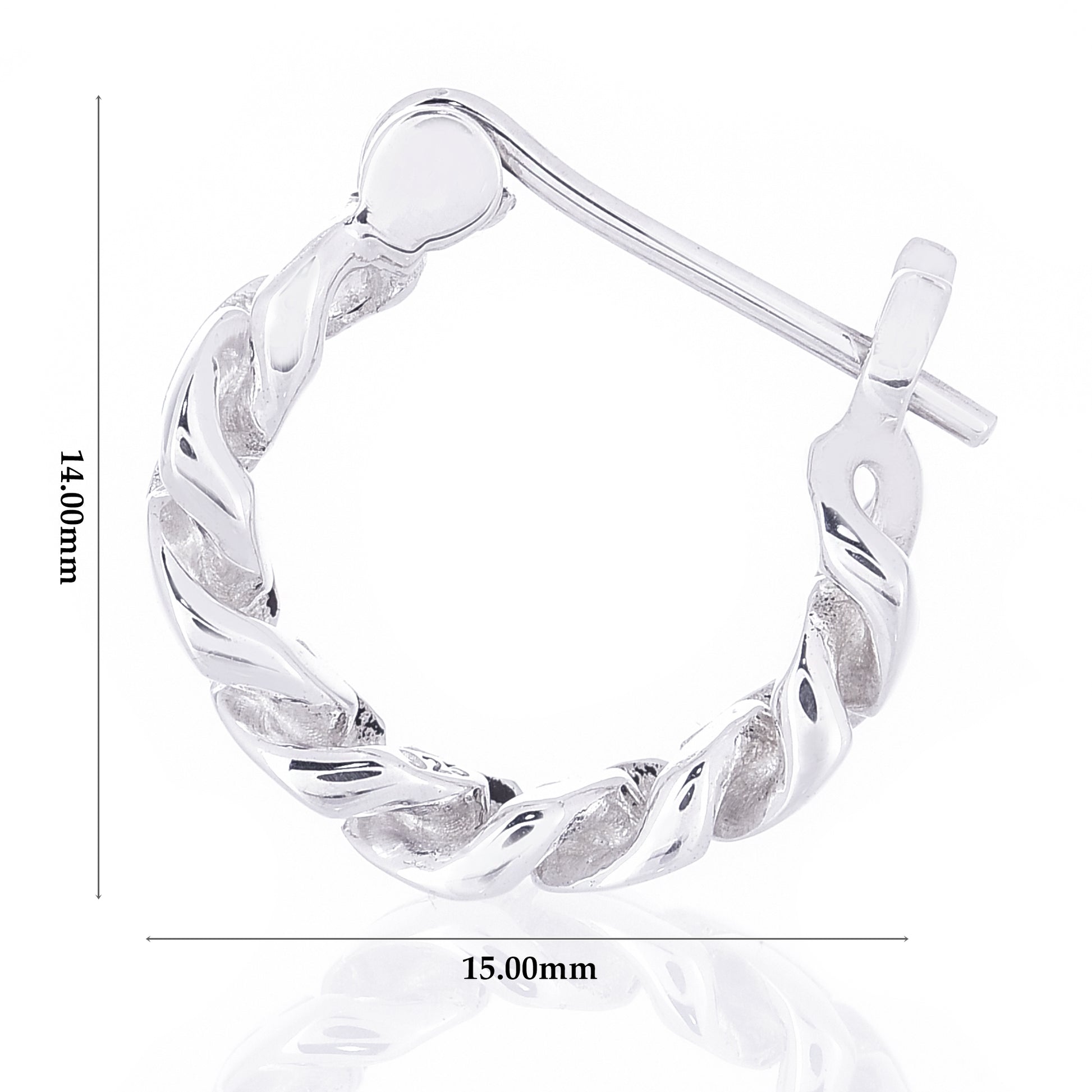 シルバー925フープピアスメンズ喜平チェーン片耳用、サイドイメージ