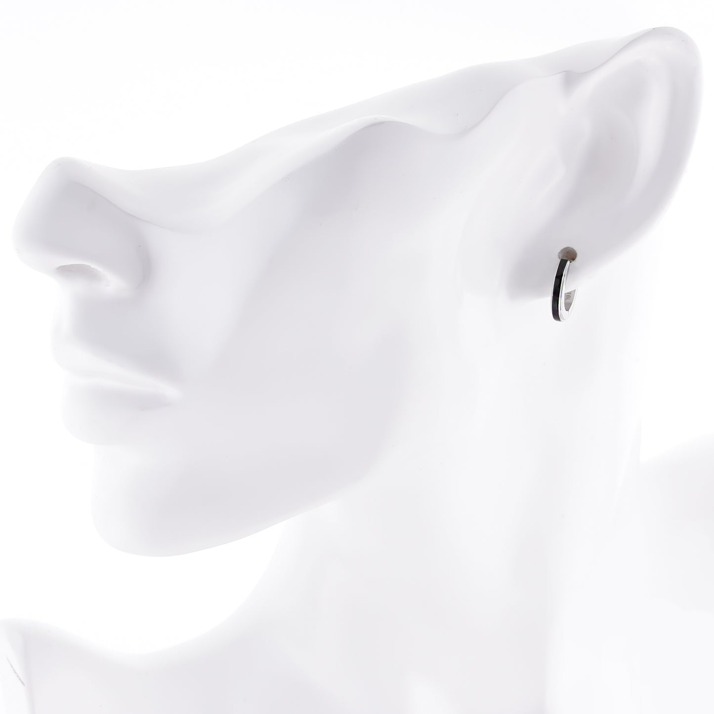 ピアスサージカルステンレスフープ金属アレルギー 316l ブラックリングピアス片耳用、フィッティングイメージ