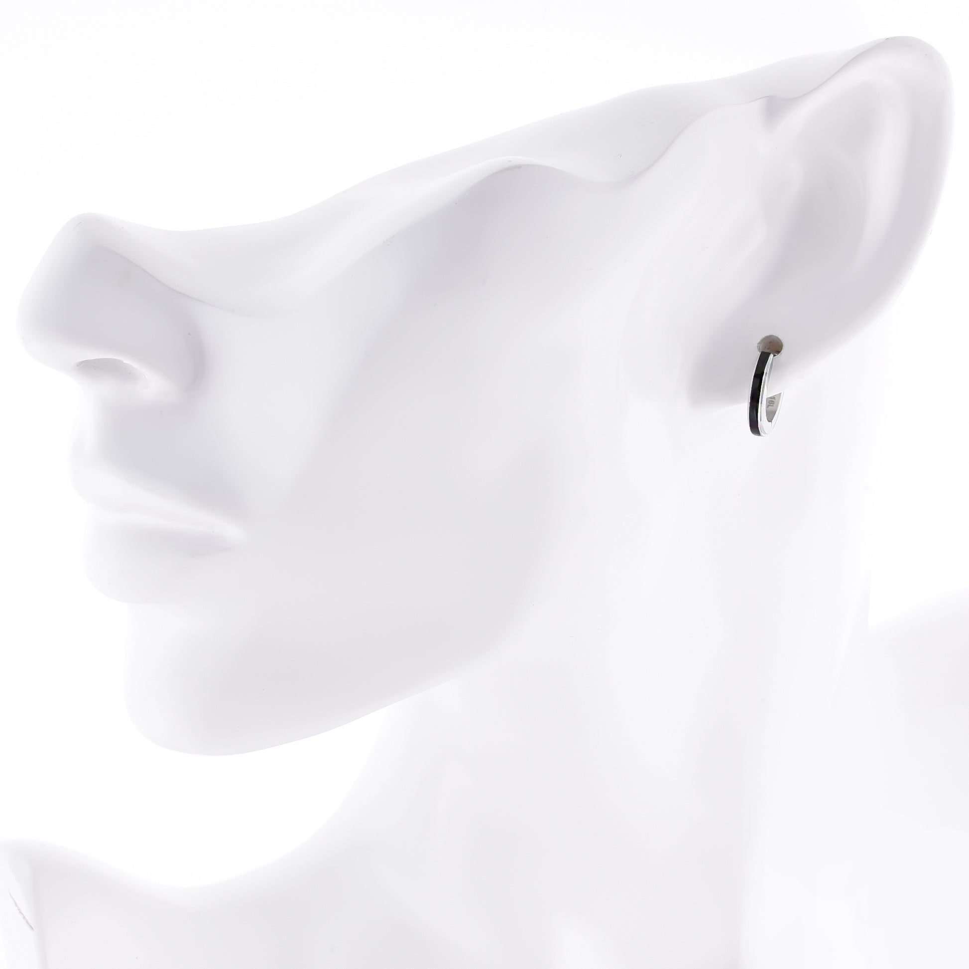 ピアスサージカルステンレスフープ金属アレルギー 316l ブラックリングピアス片耳用、フィッティングイメージ