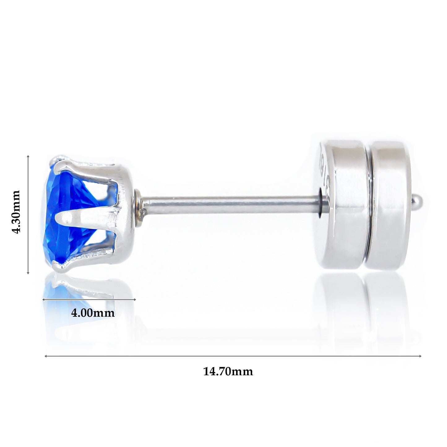 ピアスサイズ詳細 – Truelements 王冠デザイン 4.3mm幅 4mm厚 0.8mmポスト メンズスタッドピアス