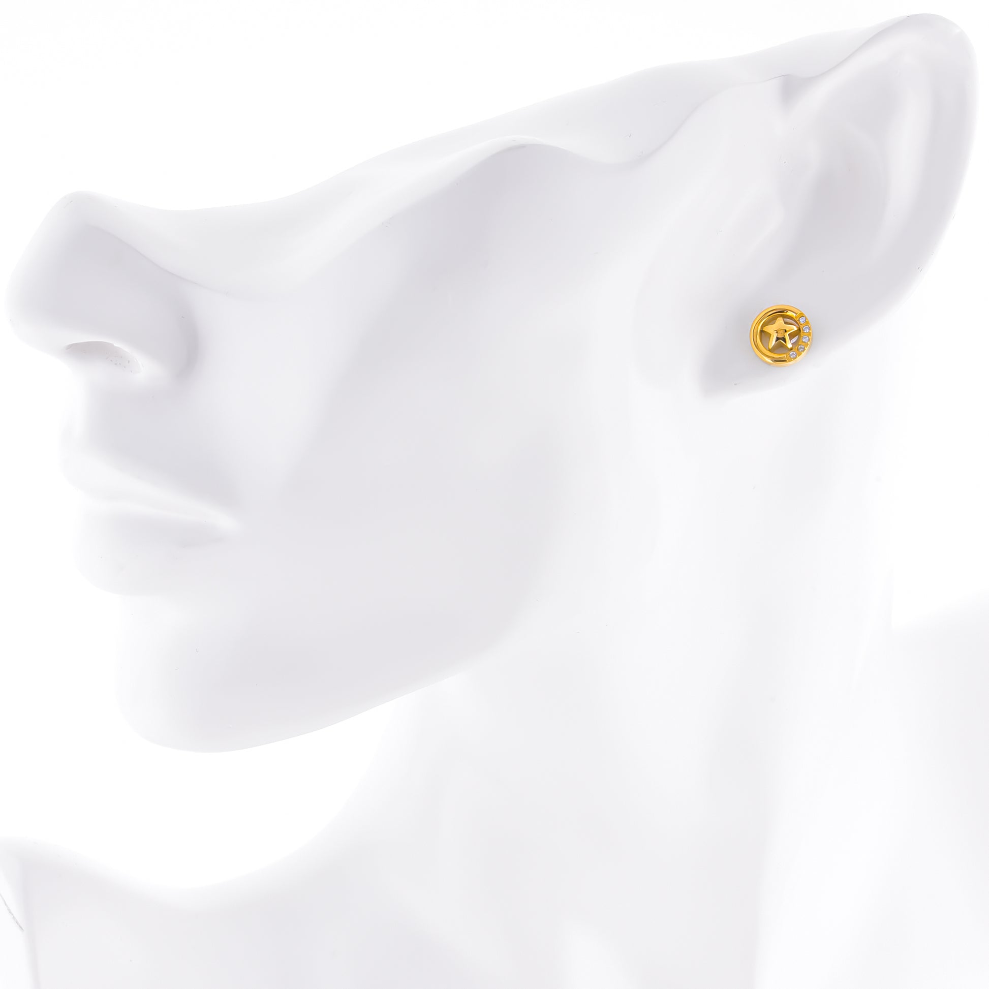 Truelements ピアス 星 メンズ レディース スター スタッド 丸型 ゴールド - 着用イメージ