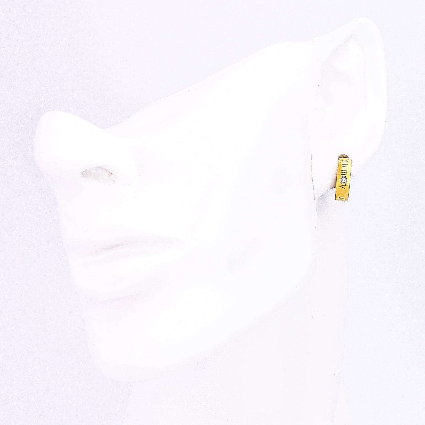 サージカルステンレス ローマ数字 フープ 金属アレルギー 316L ピアス ゴールド (リングピアス) ジルコニア 片耳用、フィッティングイメージ