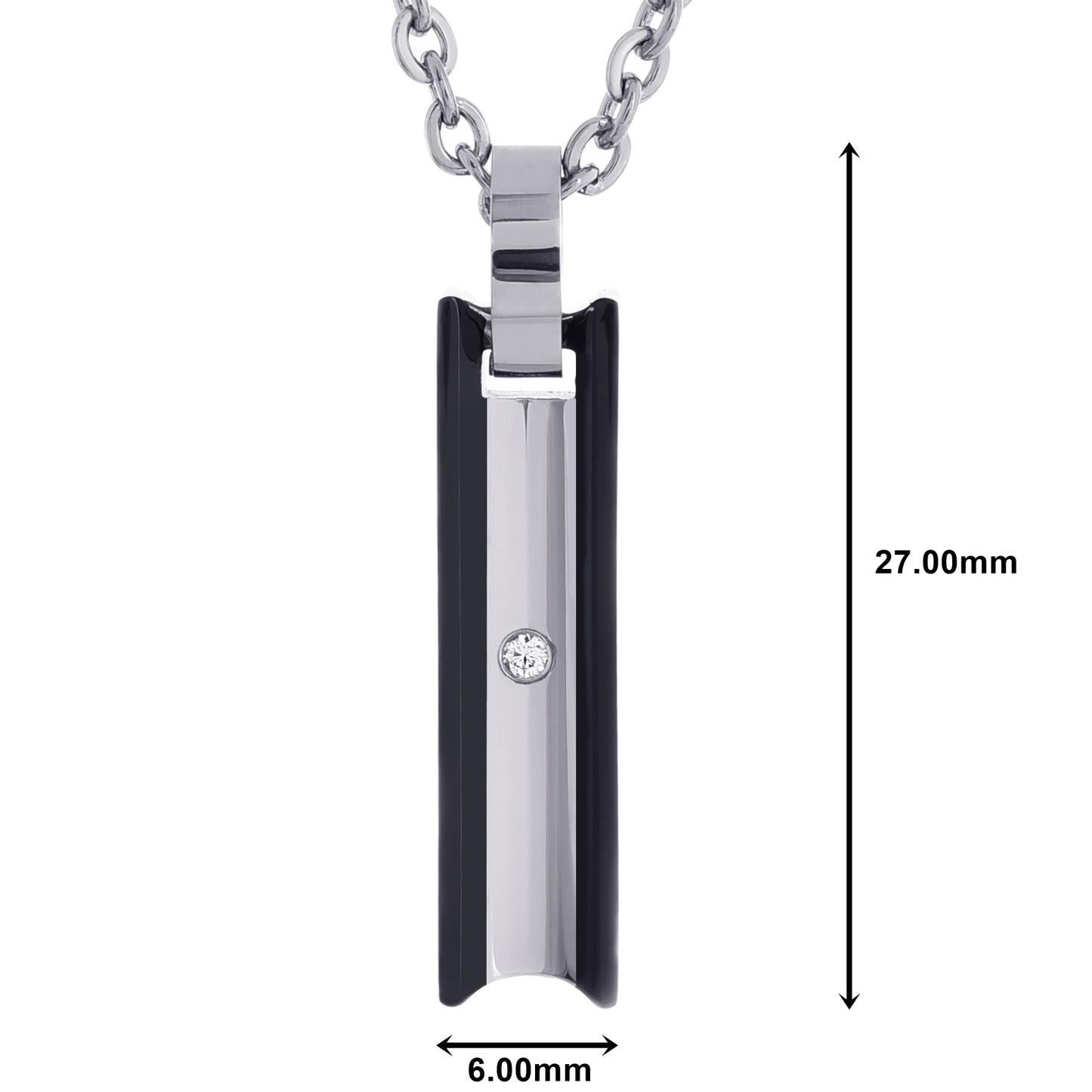 ネックレスメンズブラックサージカルステンレス棒金属 アレルギー 316lプレートペンダントトップスティックジルコニア、サイズイメージ