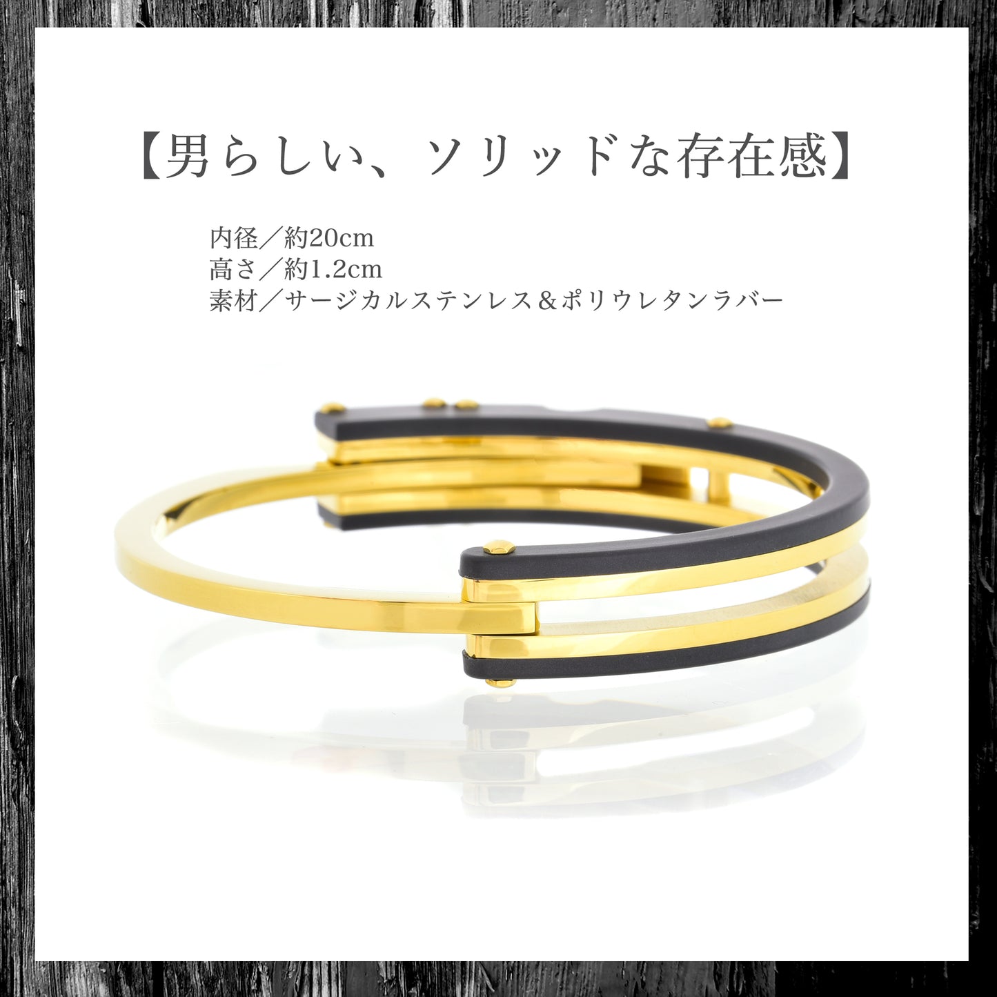 ブレスレットメンズゴールドハンドカフサージカルステンレス金属アレルギー316l手錠バングル、ディテールイメージ