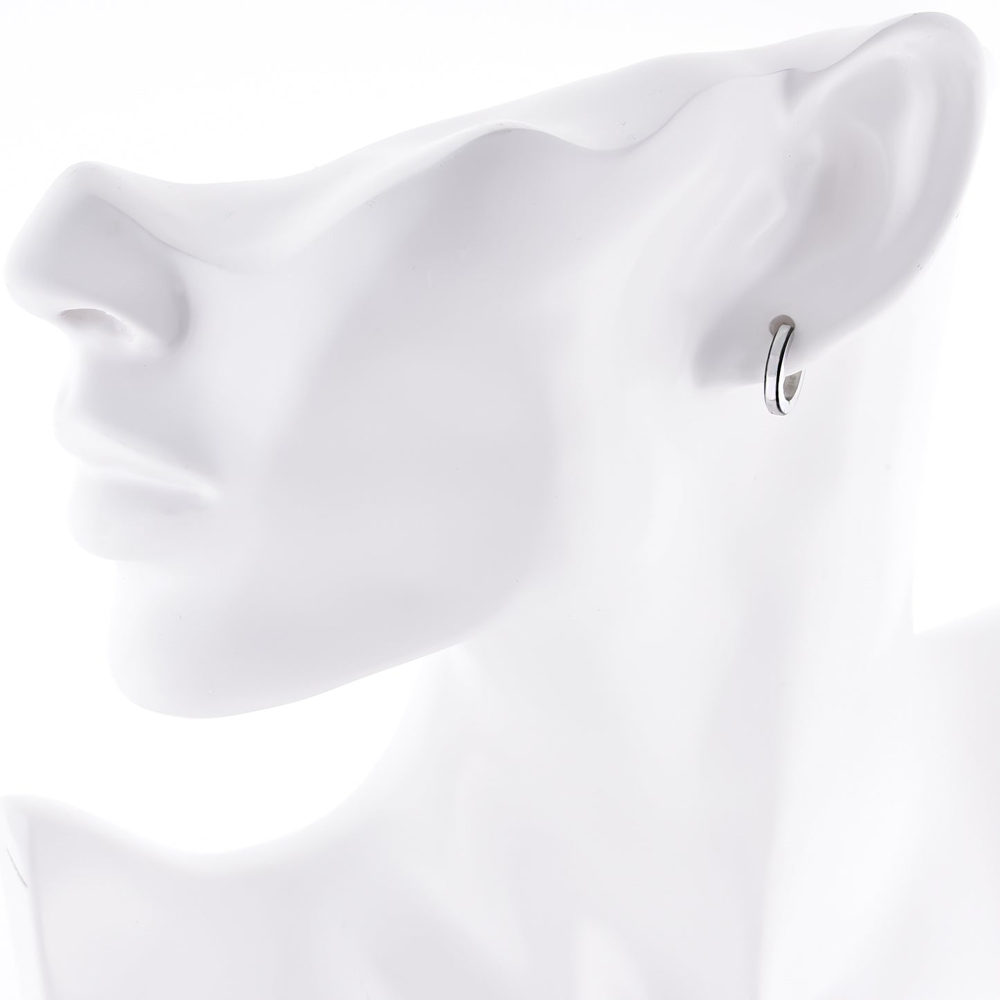 ピアスサージカルステンレスフープ金属アレルギー 316l ブラックリングピアス片耳用、フィッティングイメージ