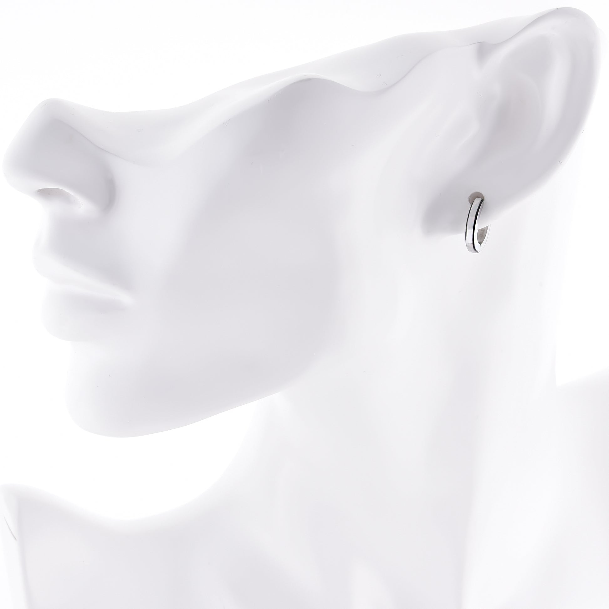 ピアスサージカルステンレスフープ金属アレルギー 316l ブラックリングピアス片耳用、フィッティングイメージ