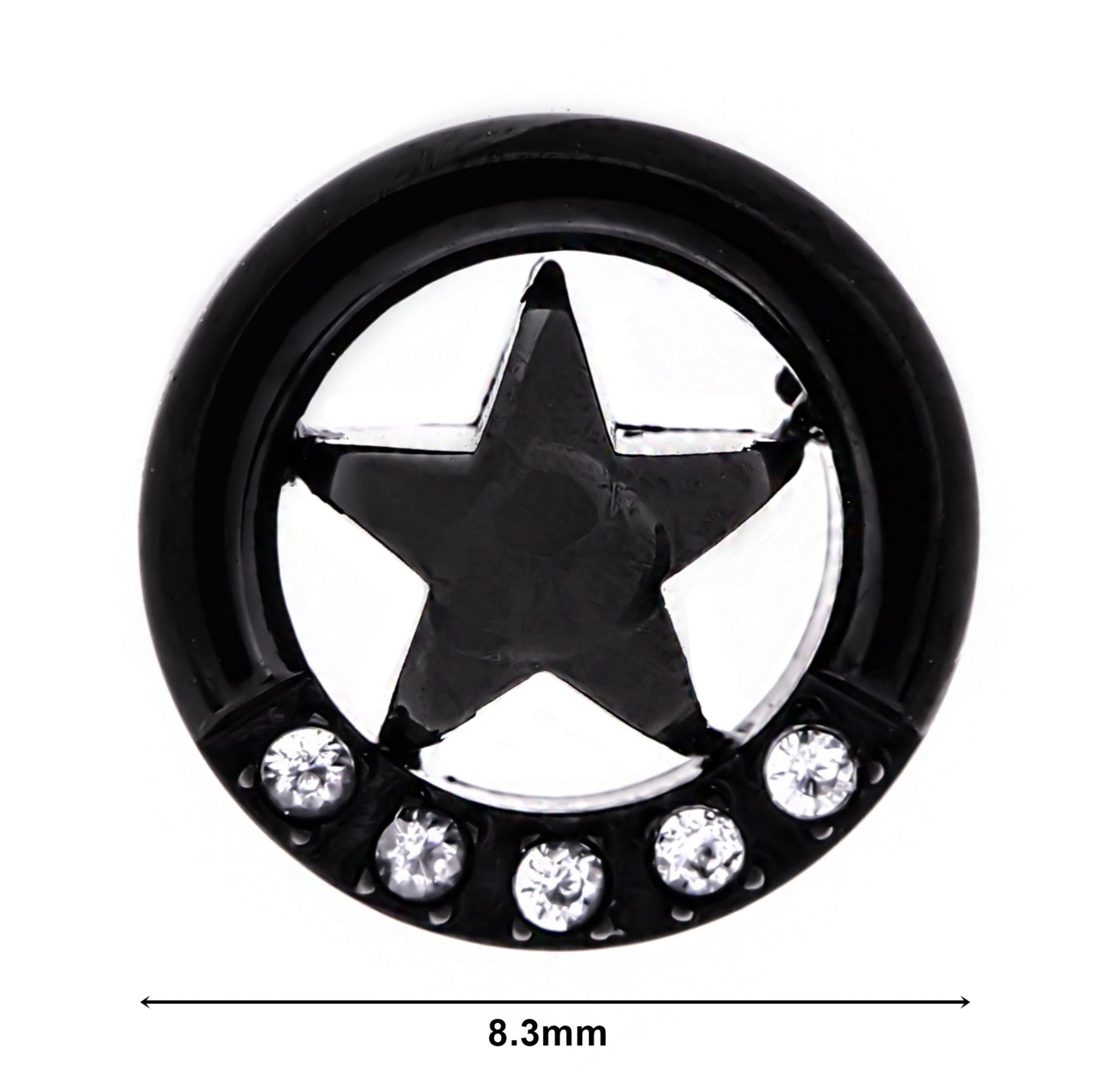Truelements ピアス 星 メンズ レディース スター スタッド 丸型 ブラック - サイズ詳細