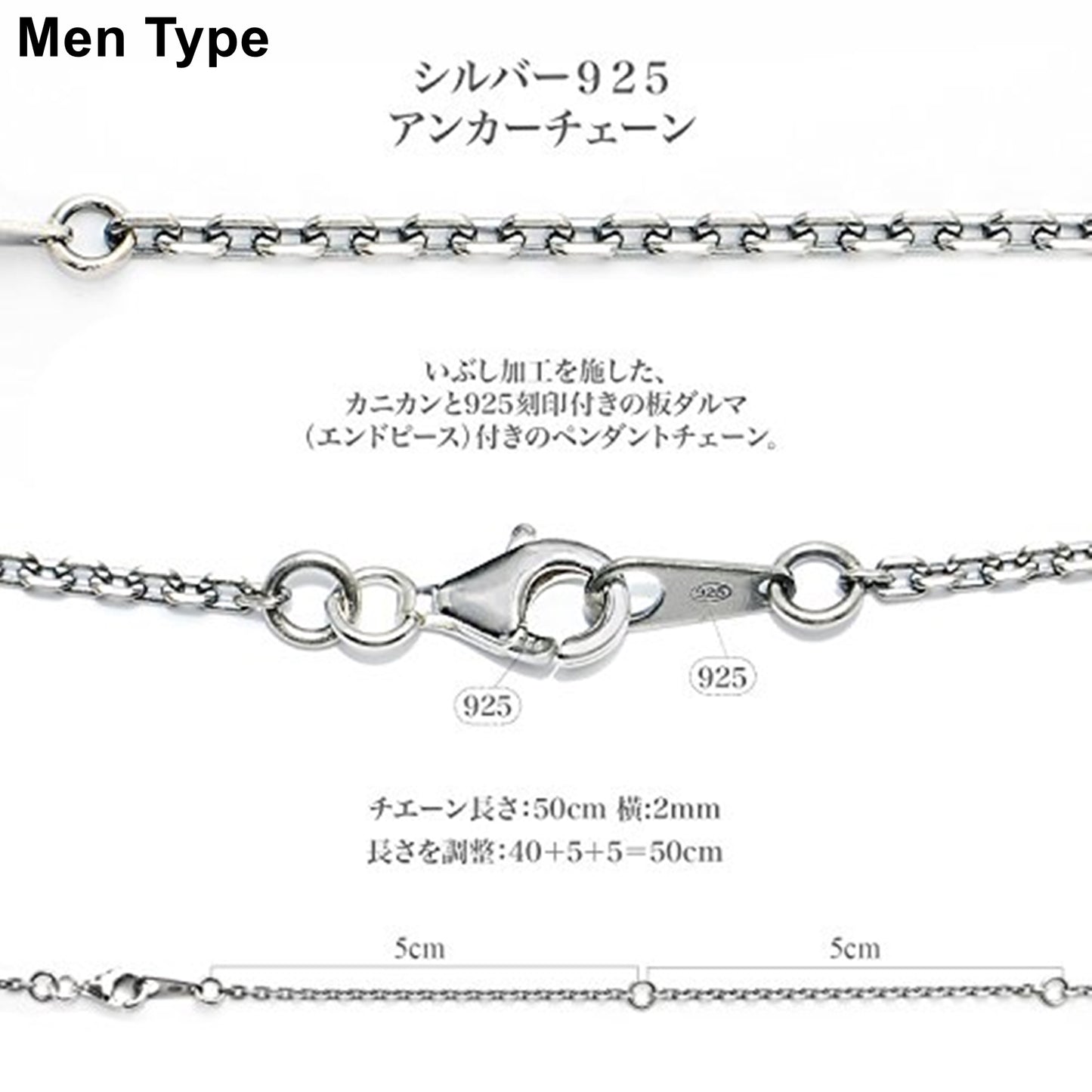 カップルお揃いフェザーペアネックレスシルバー925羽ペンダントトップジルコニア、メンズタイプチェーンディテールイメージ