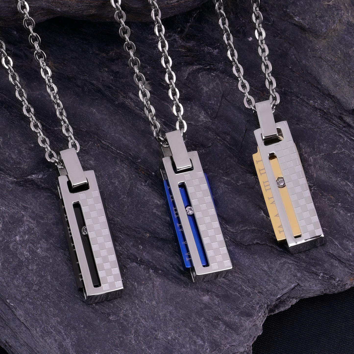 ネックレス, ネックレス メンズ, プレート ネックレス, ブルー ネックレス, ジルコニア ネックレス, ネックレス ローマ 数字