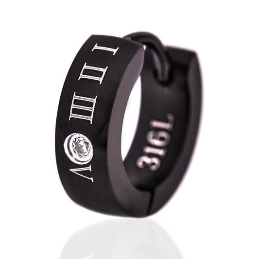 サージカルステンレス ローマ数字 フープ 金属アレルギー 316L ピアス (リングピアス) ジルコニア 片耳用