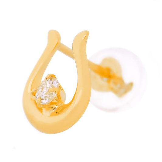 K18 ホースシューピアス ダイヤモンド0.10ct レディース 側面