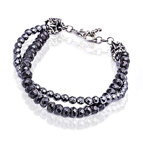 Truelements 天然ブラックスピネル 6mm ヘマタイト 4mm ブレスレット 全体