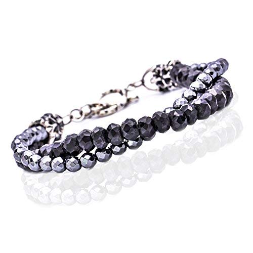 Truelements メンズ シルバー925 ブラックスピネル ブレスレット 正面
